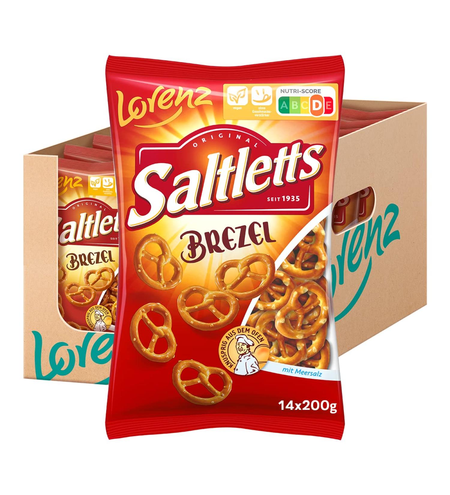 Lorenz Snack World Saltletts Pretzels - 14x200g Bulk Pack | Crunchy Snack for International Shipping - Buy Online on GoSupps.com