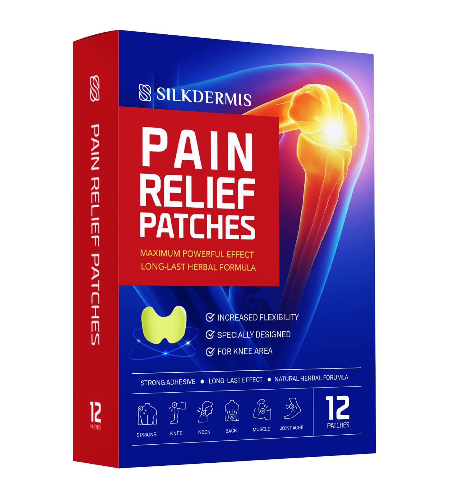 SilkDermis Pain Relief Patches 12 Count - Herb Infused for Knee & Back Pain - Long Lasting Relief - Buy Online on GoSupps.com