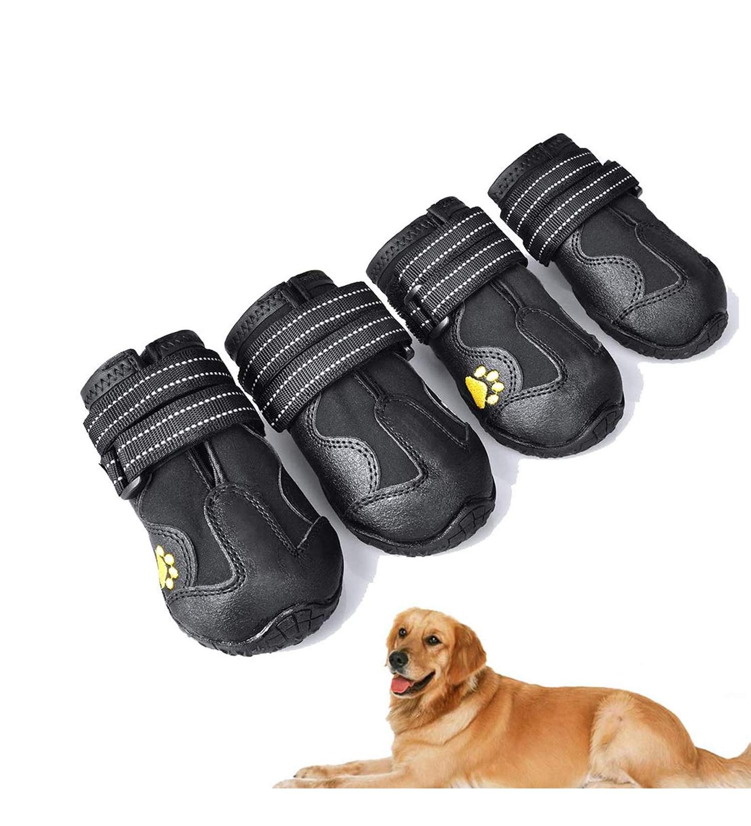 Waterproof Dog Boots | 4-Piece Reflective Adjustable Shoes for Small & Medium Dogs - Buy Online on GoSupps.com