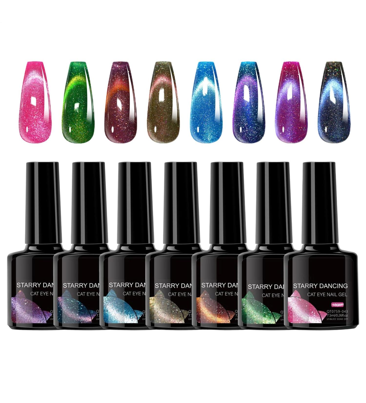 Magnetic - 8 Bottles of Magnetic Glitter Gel | Long-Lasting Manicure Accessories for Vacation Travel Home Use - Buy Online on GoSupps.com