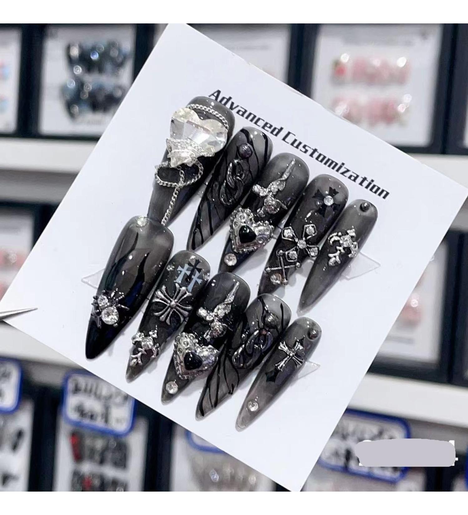 Removable and wearable nail art French Almond Ombre Handmade Press On Nails Long Acrylic False Nail Tips InNail (Color : 29144 Size : XS) - Buy Online on GoSupps.com