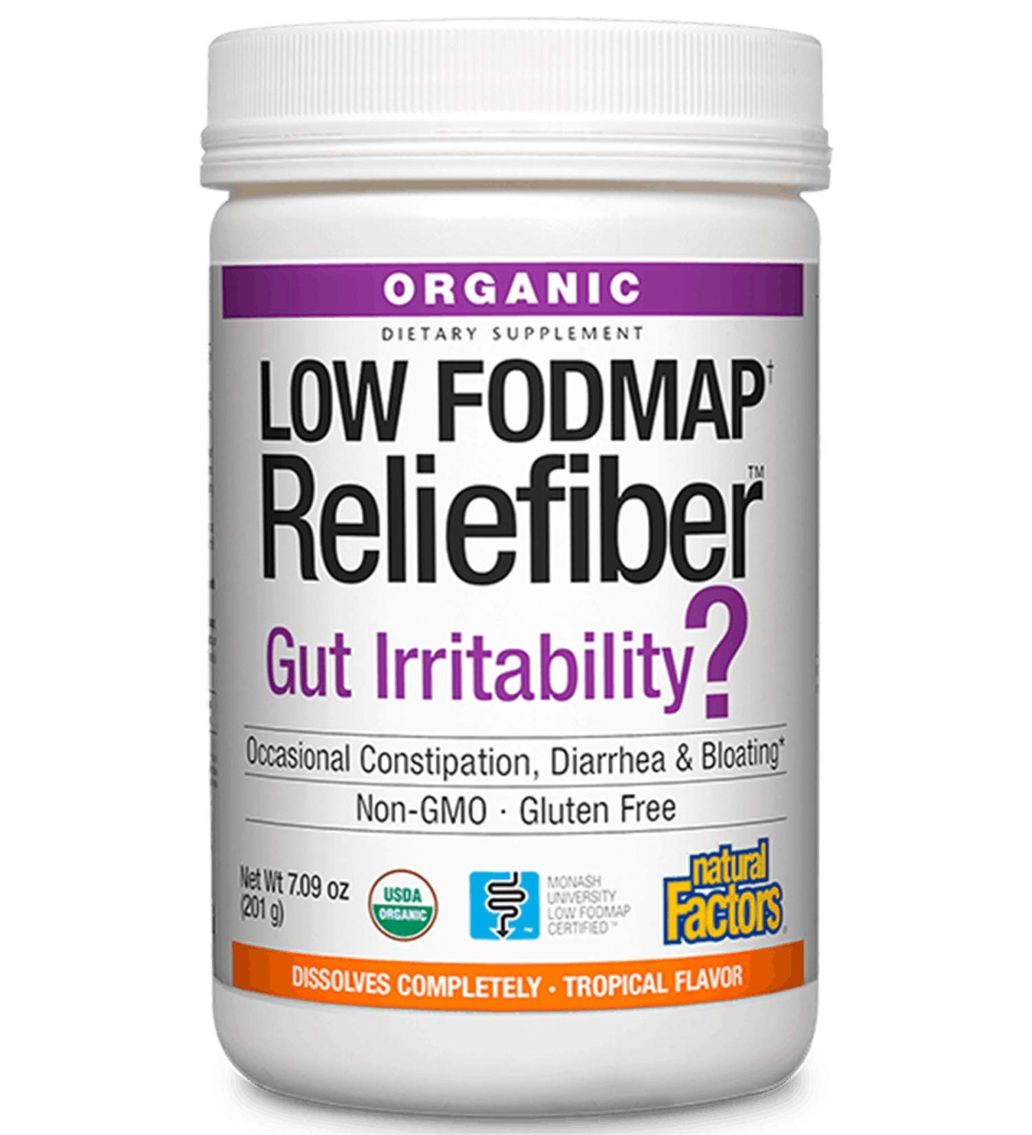 Natural Factors Organic Low Fodmap Reliefiber Tropical Flavor 7.09 oz (201 g)