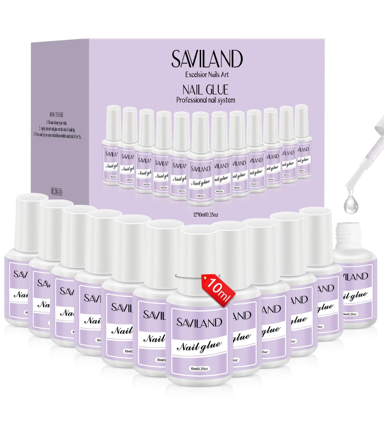 Saviland 12PCS/10ML Super Strong Nail Glue Set - Professional Long Lasting Gel for Nail Repair and Tips - Brush On Bond Gel for Press on Fake Nails - D-12PCS Nail Glue Set - Buy Online on GoSupps.com