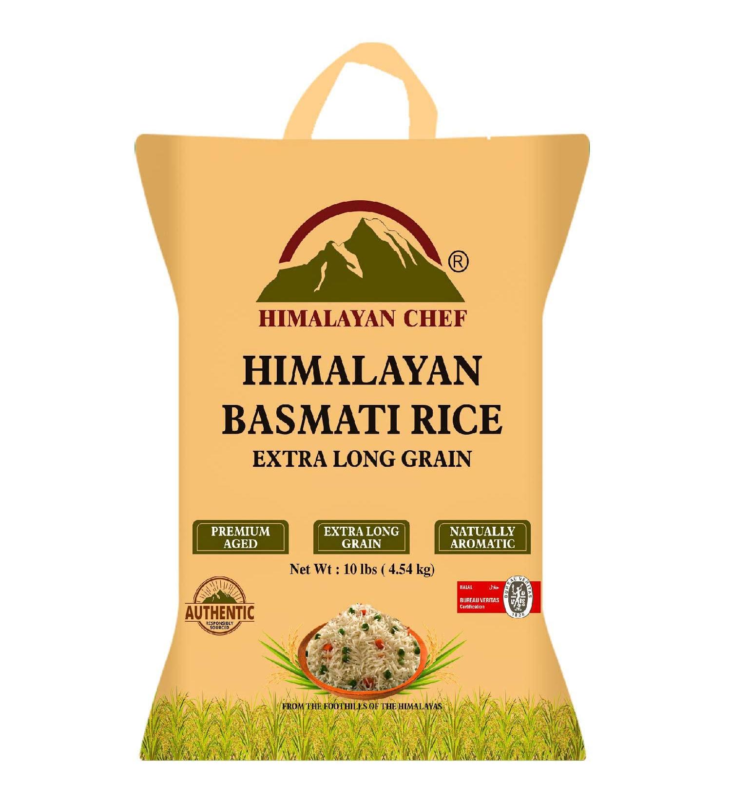 Himalayan Chef Basmati Rice - 10 lbs | Extra Long Grain, Fluffy & Aromatic - Buy Online on GoSupps.com