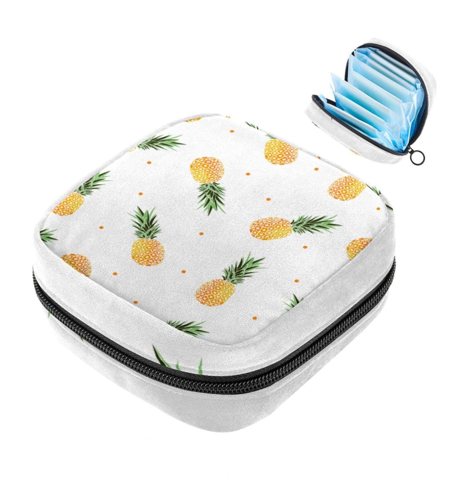 Portable Yellow Pineapple Storage Bags for Women's Bandages & Menstrual Pads - Stylish Multi-Use Holder for School & Office - Buy Online on GoSupps.com