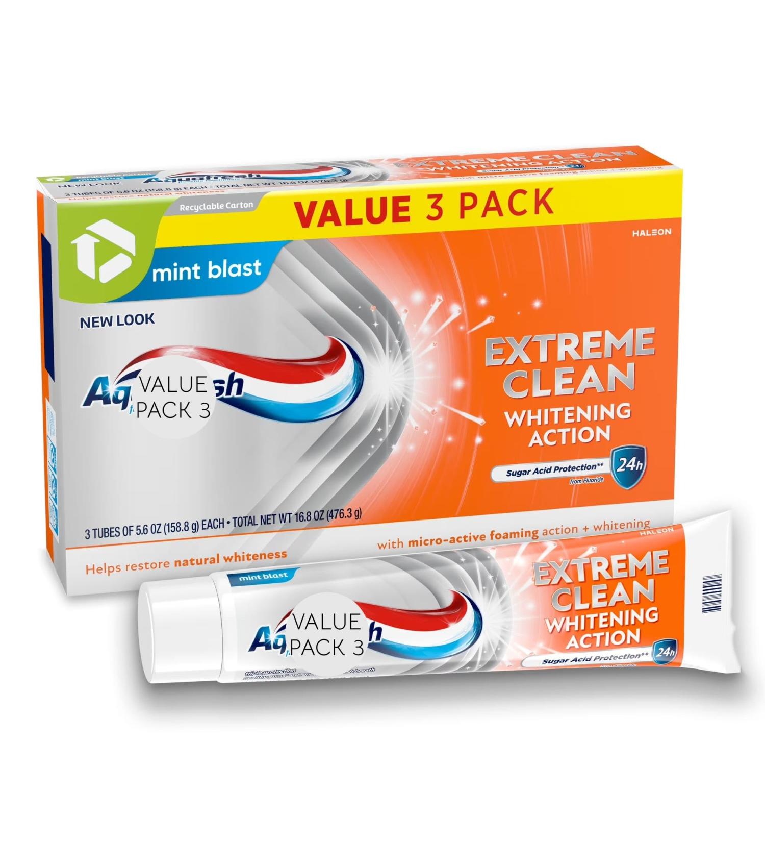 (Pack of 3) Extreme qu Fr sh Clean Whitening Action Fluoride Toothpaste Mint Blast 5.6 oz x 3 (Total- 1.27 Pounds) - Buy Online on GoSupps.com