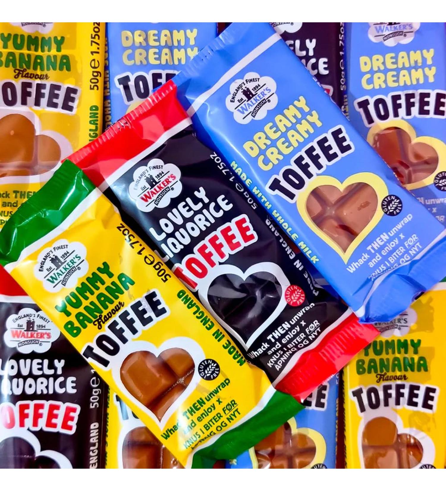 VIMIX Various Flavour Walkerss Nonsuch Toffee Bars 50g (12 Bars Random Mixed Flavors) Random Mixed Flavors 12 Bars