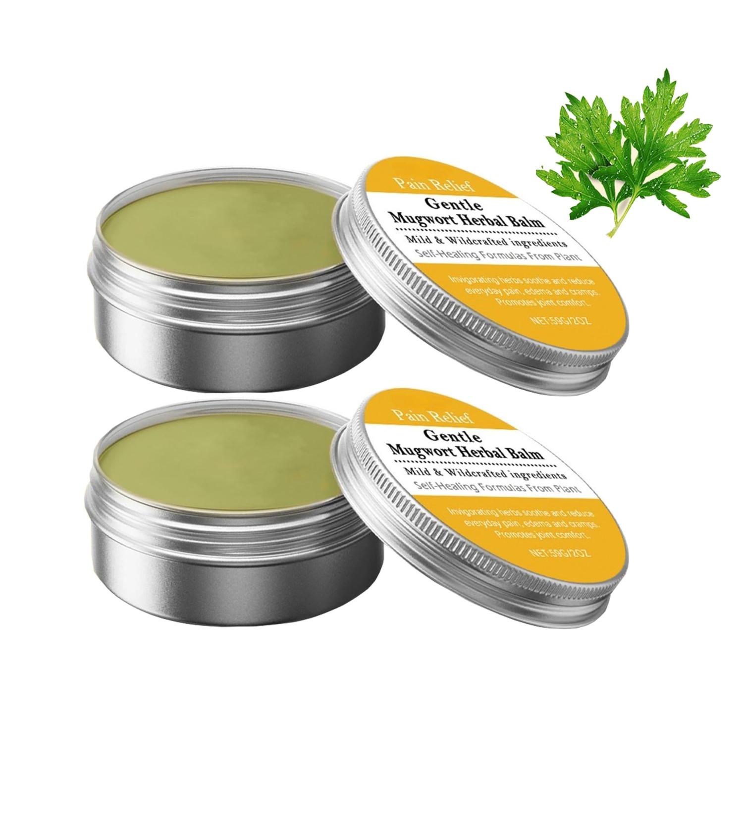 Natural Mugwort Herbal Balm with Tea Tree Oil & Mint Cooling Muscle & Joint Relief Cream Fast-Absorbing Massage Balm for Post-Workout Recovery 2-Pack