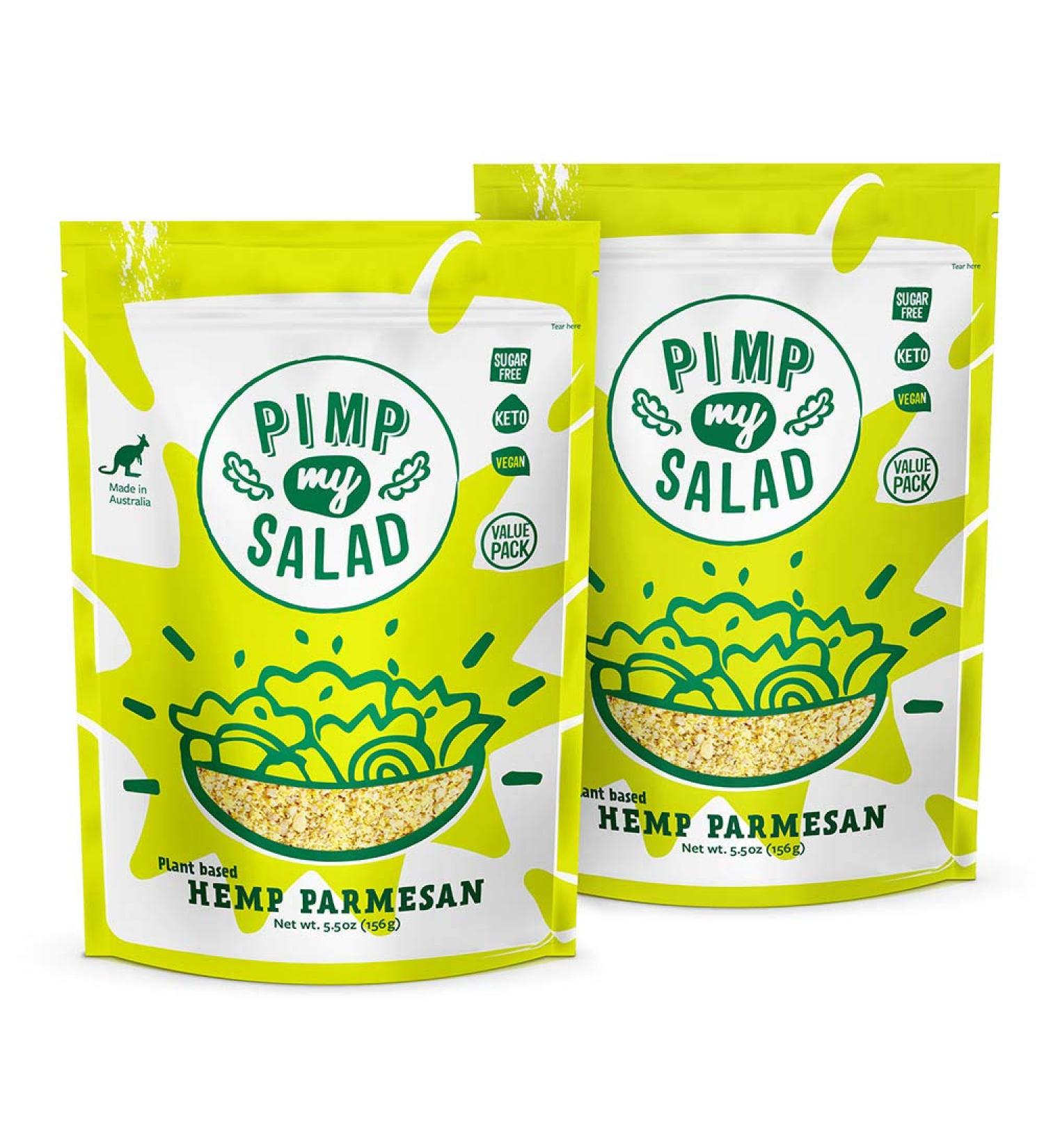 Pimp My Salad Hemp Parmesan: Vegan Cheese & Protein Powder Superfood | Dairy-Free Hemp Cheese Alternative | Low Carb | 2 Value Packs - Buy Online on GoSupps.com