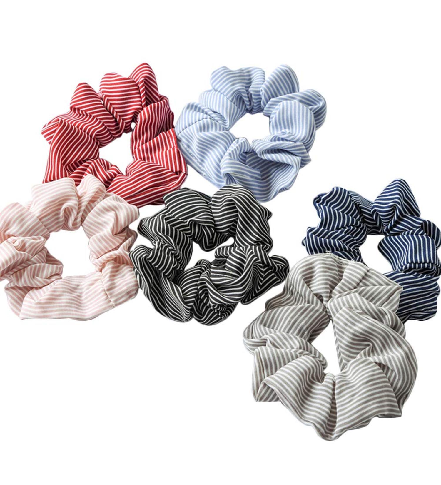 Beaupretty 6PCS Stripe Hair Scrunchies - Stylish Hairbands & Ponytail Holders for Girls | Trendy Hair Accessories - Buy Online on GoSupps.com