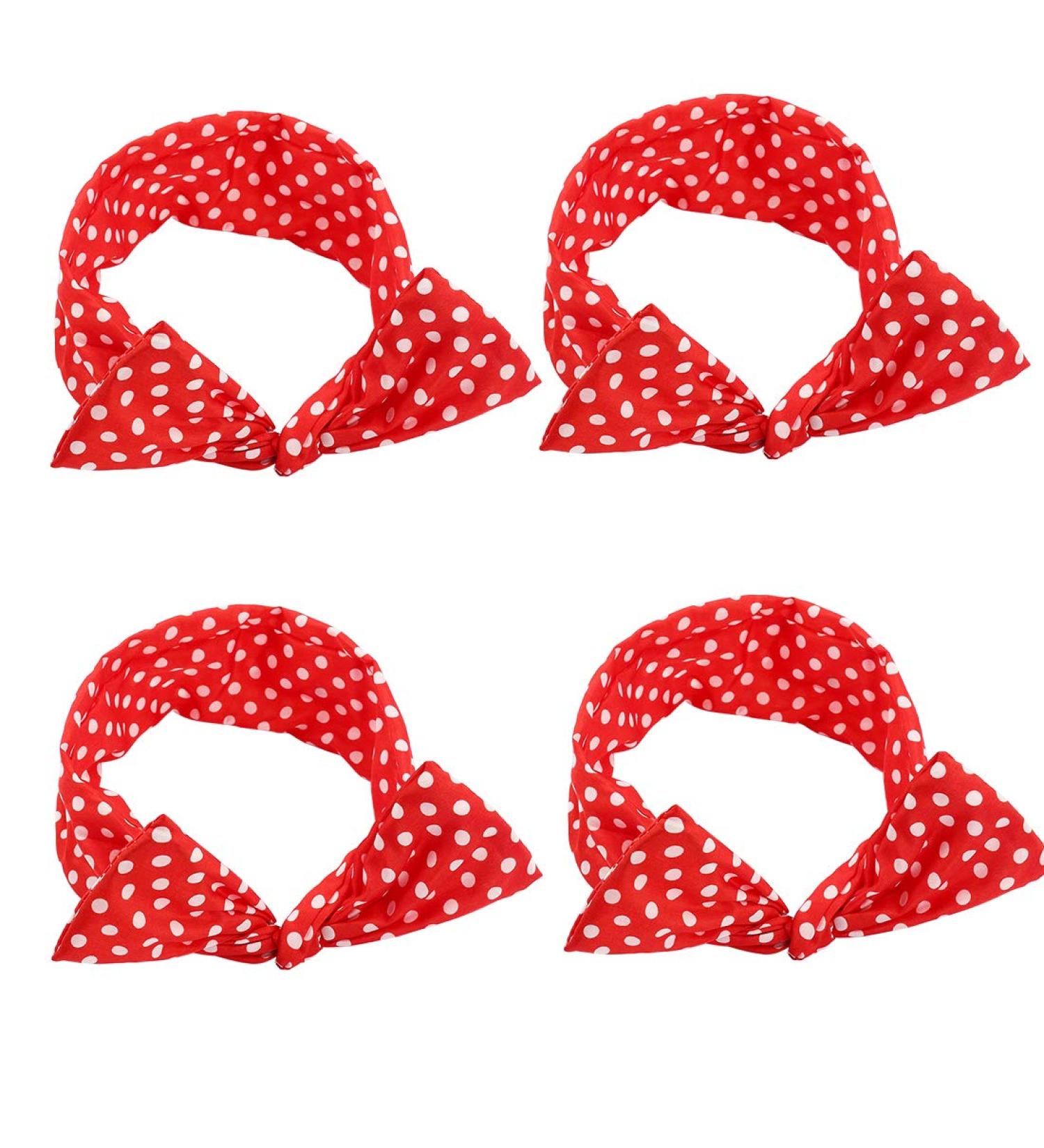 Retro Polka Dot Wire Headband Set for Women - 4 Pack Red Hair Holders - Buy Online on GoSupps.com