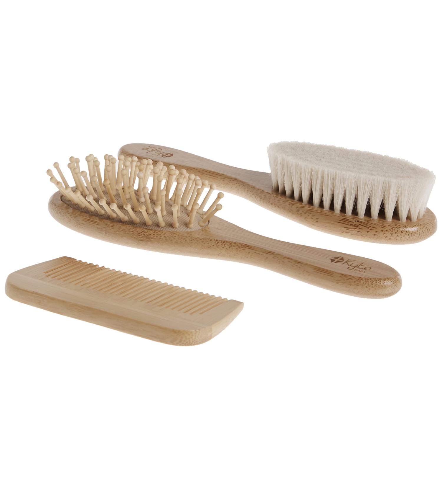 Kyte BABY Bamboo 3-Piece Brush Set - Goat Hair Brush, Wooden Bristle Brush, Bamboo Comb - Buy Online on GoSupps.com