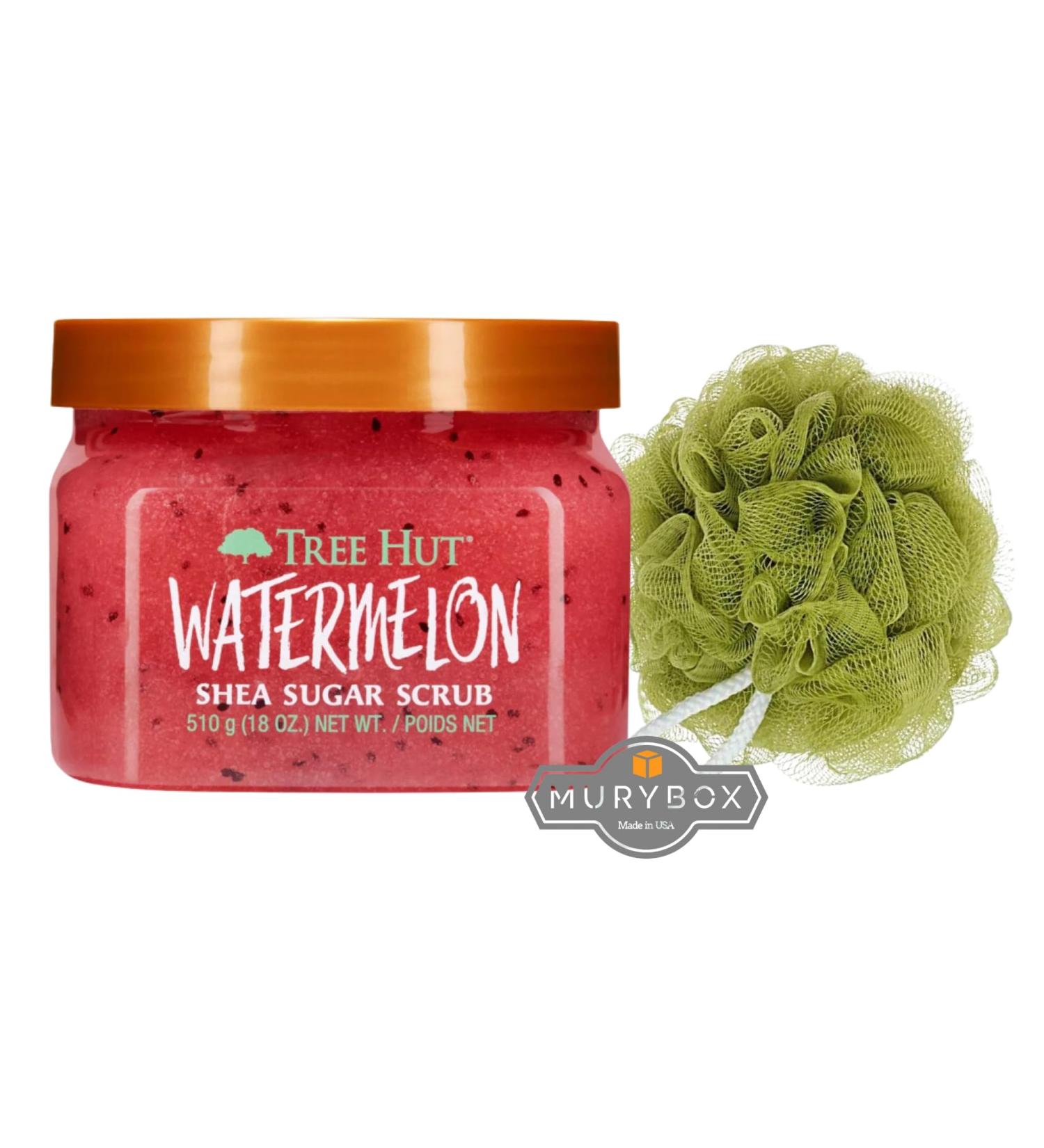 TreeHut Watermelon Body Scrub - Shea Sugar Exfoliator 18oz | Exfoliating Scrubber & Mesh Bath Sponge | Smooth Radiant Skin - Buy Online on GoSupps.com