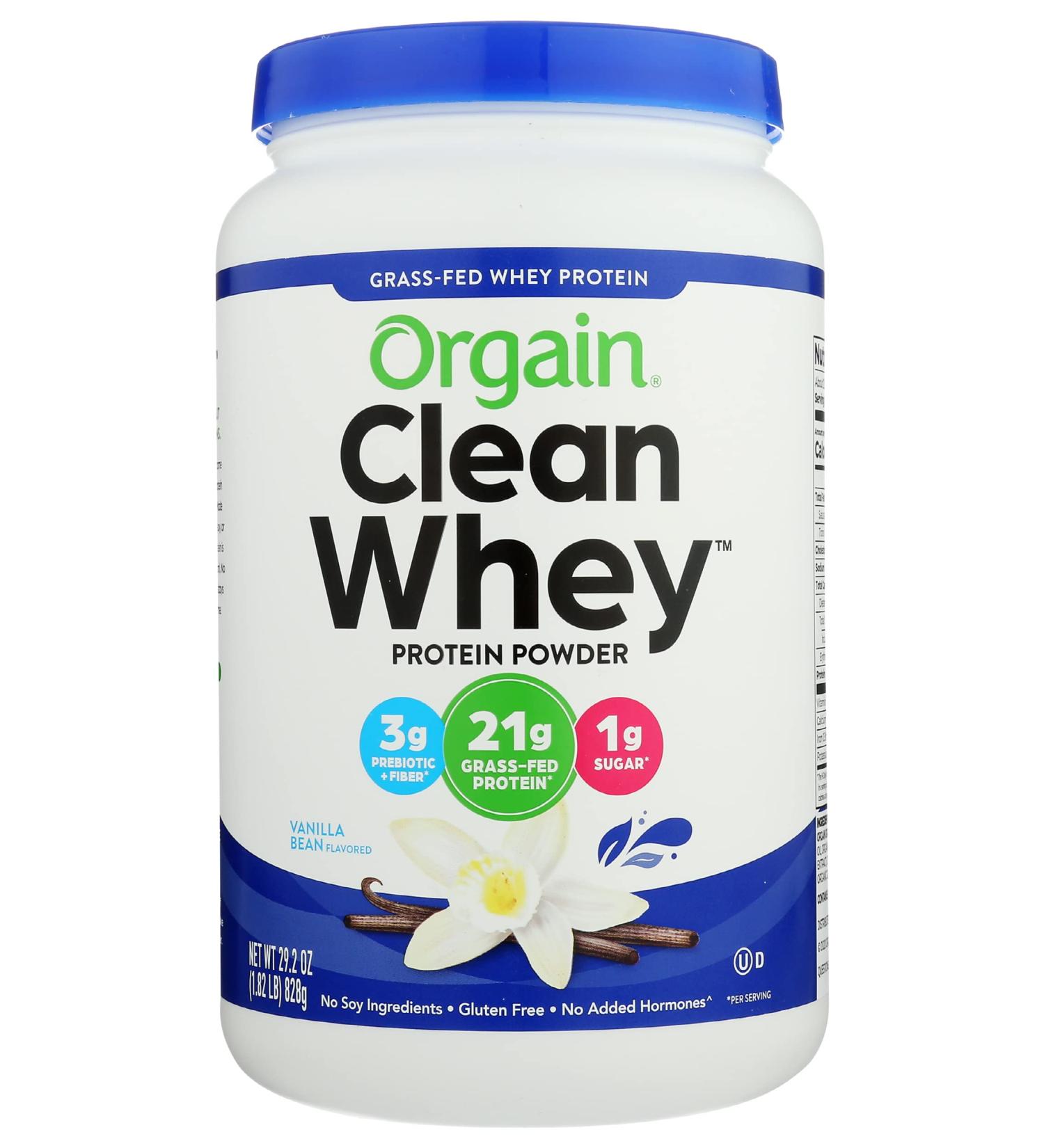 Orgain Clean Whey Protein Powder Vanilla Bean Kosher Dairy Gluten Free 29.2 Oz