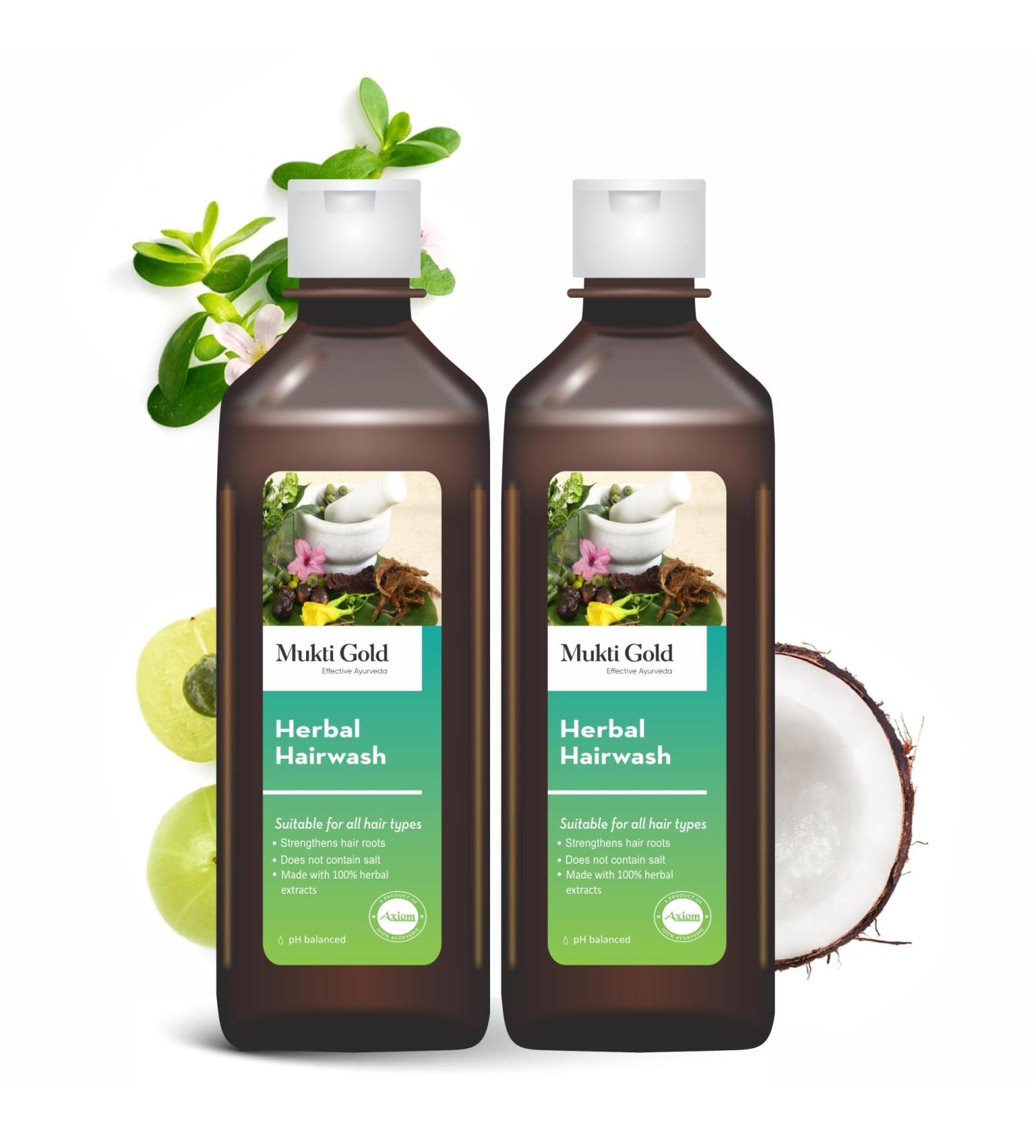 Axiom Ayurveda Mukti Gold Hairwash Shampoo 200 ml - Nourishing Ayurvedic Hair Care for Healthy Scalp & Hair - Buy Online on GoSupps.com