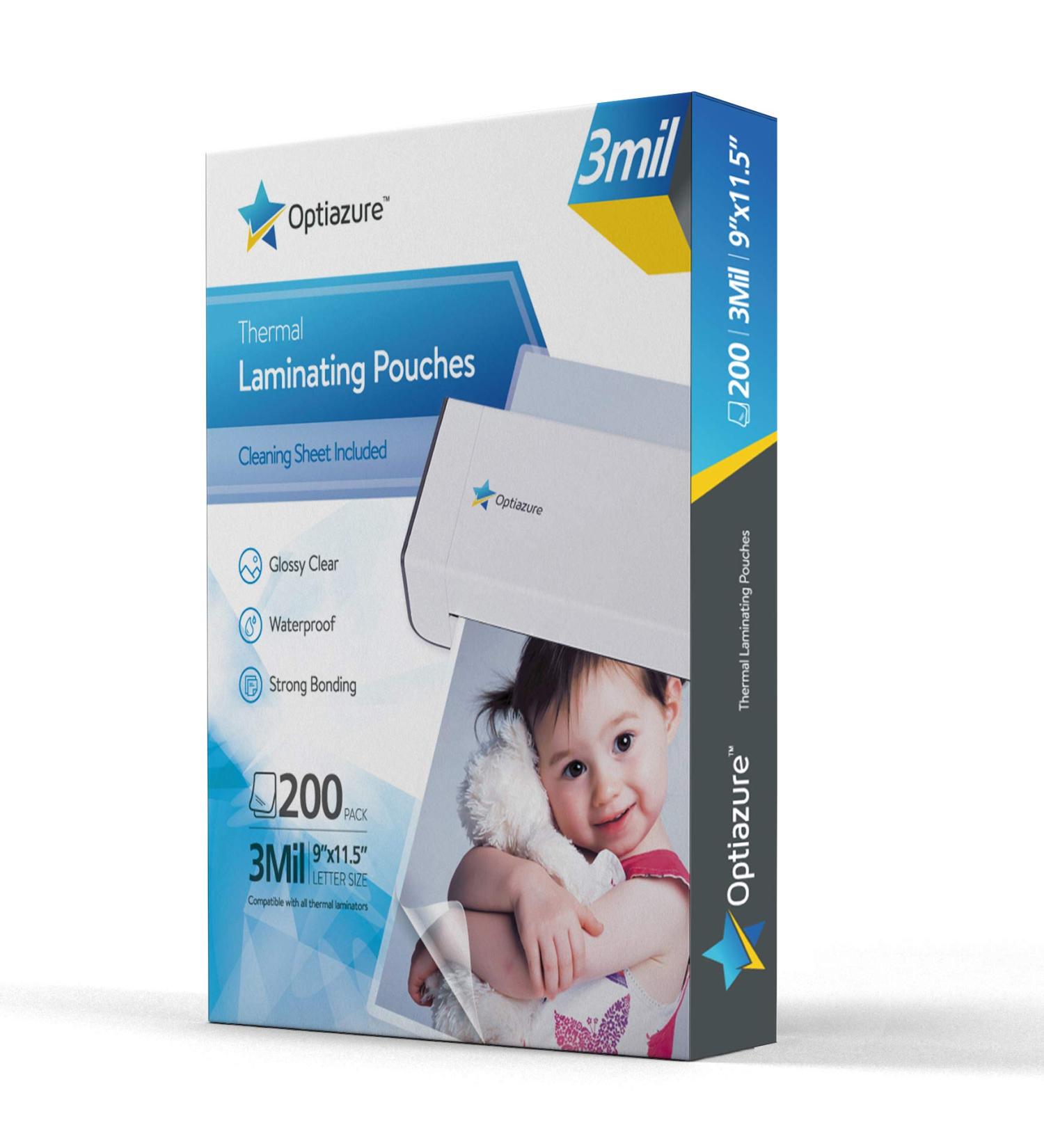 Optiazure 9x11.5 Inches Thermal Laminating Pouches 200 Pack - Clear Laminated Paper for Letter Size - 3mil Thickness - Buy Online on GoSupps.com