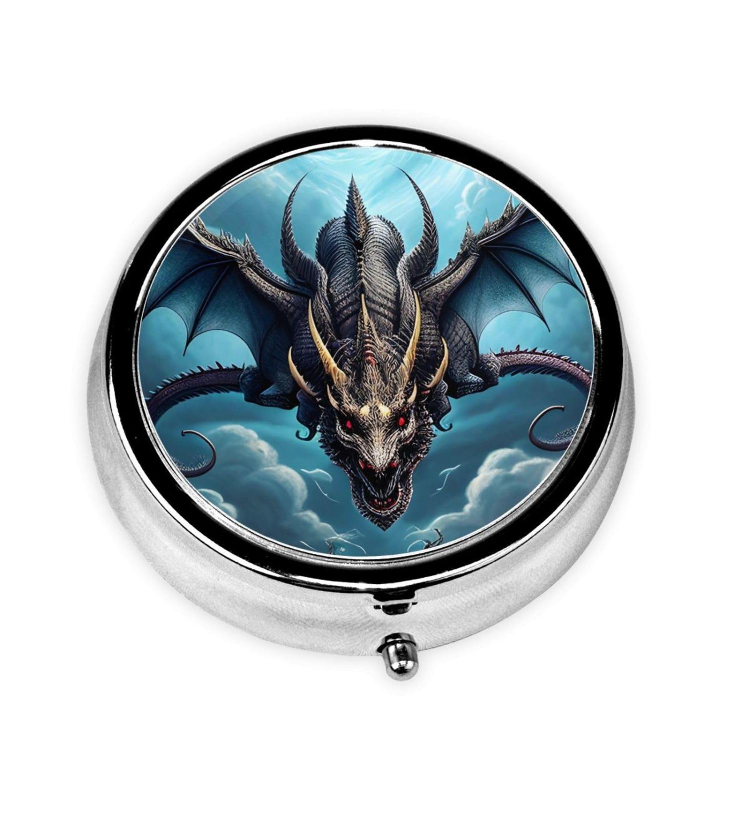 Flying Dragon Round Pill Box | 3 Compartment Travel Organizer | Portable Pill Box for International Travel - Buy Online on GoSupps.com