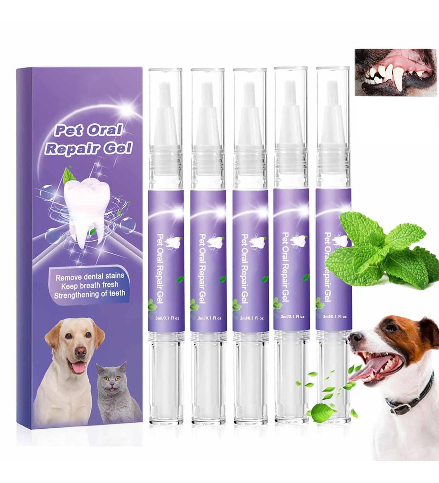 Pet Oral Repair Gel Pet Oral Repair Gel for Dogs Pet Oral Restoration Whitening Gel Pet Teeth Whitening Pen Pet Breath Freshener Gel for Dogs (5pcs) - Buy Online on GoSupps.com