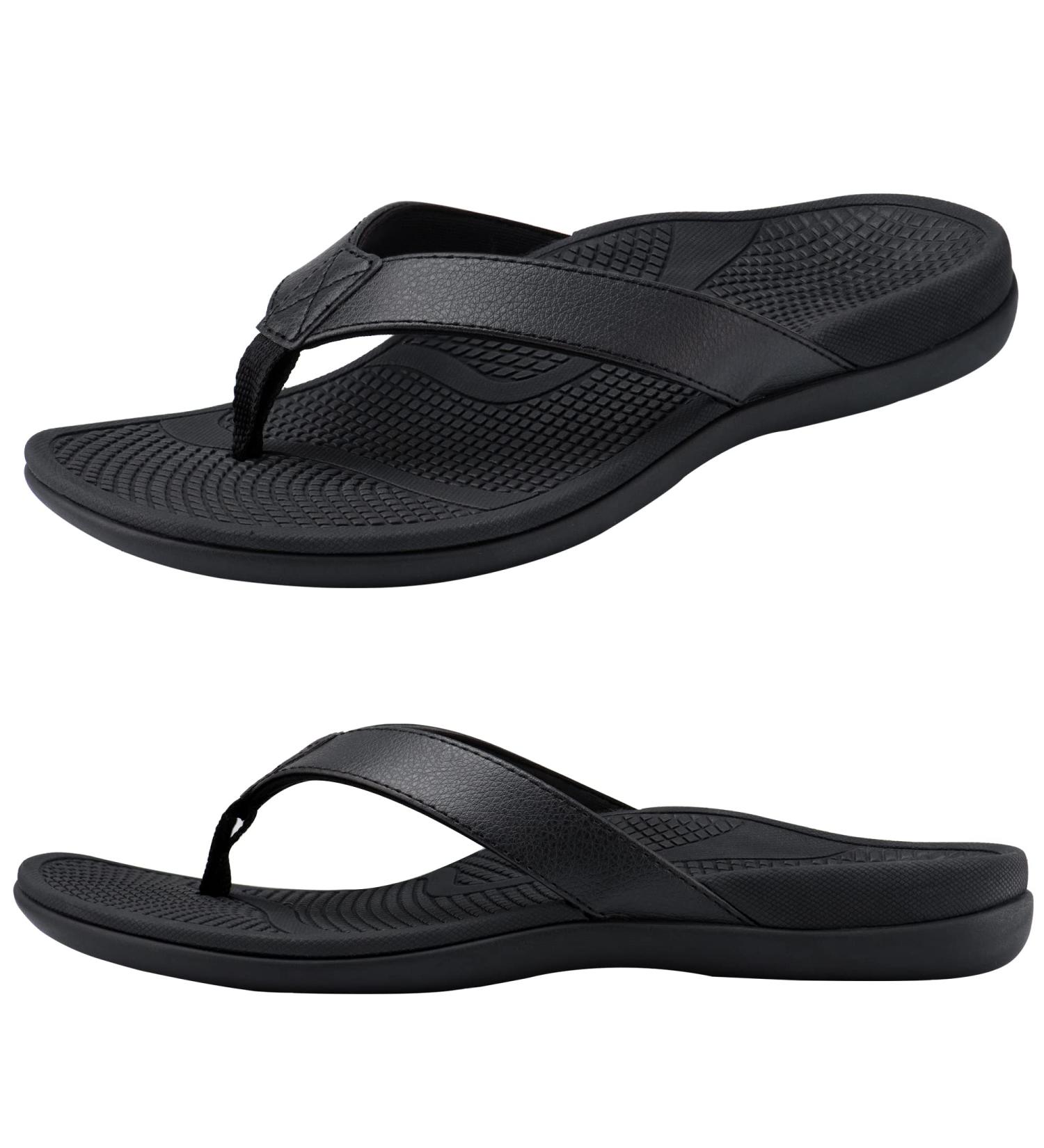 Everhealth Women's Orthotic Flip Flops - Arch Support Sandals for Plantar Fasciitis & Flat Feet - Black (Size 8) - Buy Online on GoSupps.com