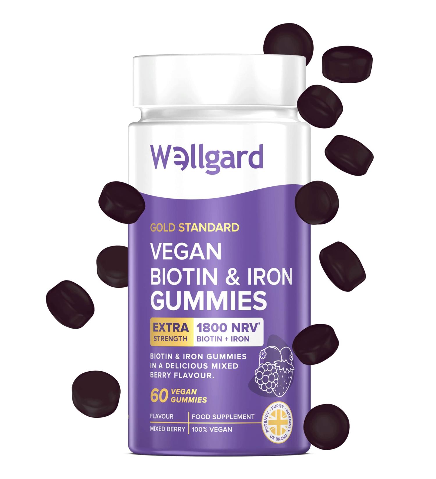 Biotin Hair Growth Gummies | Wellgard Vegan Biotin Supplements | Chewable B7 Vitamins | Mixed Berry Flavour - Buy Online on GoSupps.com