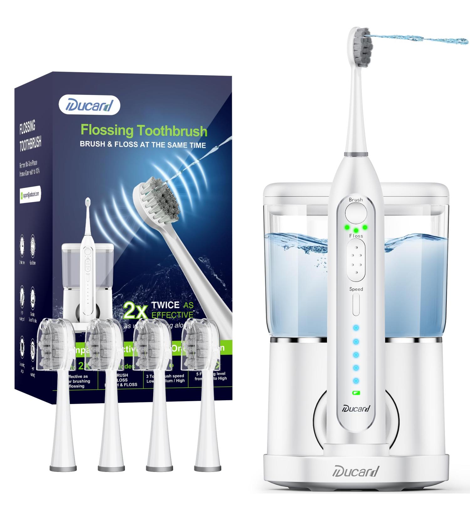 Buy Electric Toothbrush & Water Flosser Combo | Professional Teeth & Gums Care with 4 Replacement Heads Waterproof Pure White - Buy Online on GoSupps.com