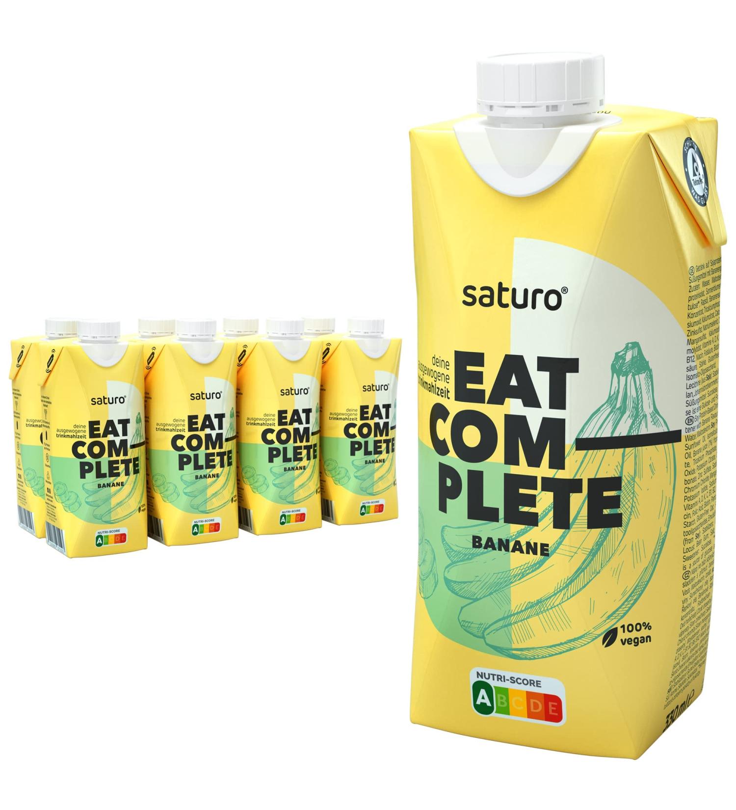 Buy Saturo Vegan Meal Drink Banana - 330ml (8 Pack) | High Protein Astronaut Food | 330Kcal Nutrient-Rich Meal Replacement - Buy Online on GoSupps.com