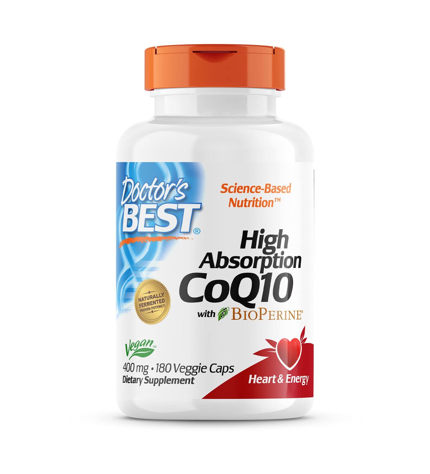 Doctor's Best High Absorption CoQ10 400 mg - 180 Veggie Caps with BioPerine - Buy Online on GoSupps.com