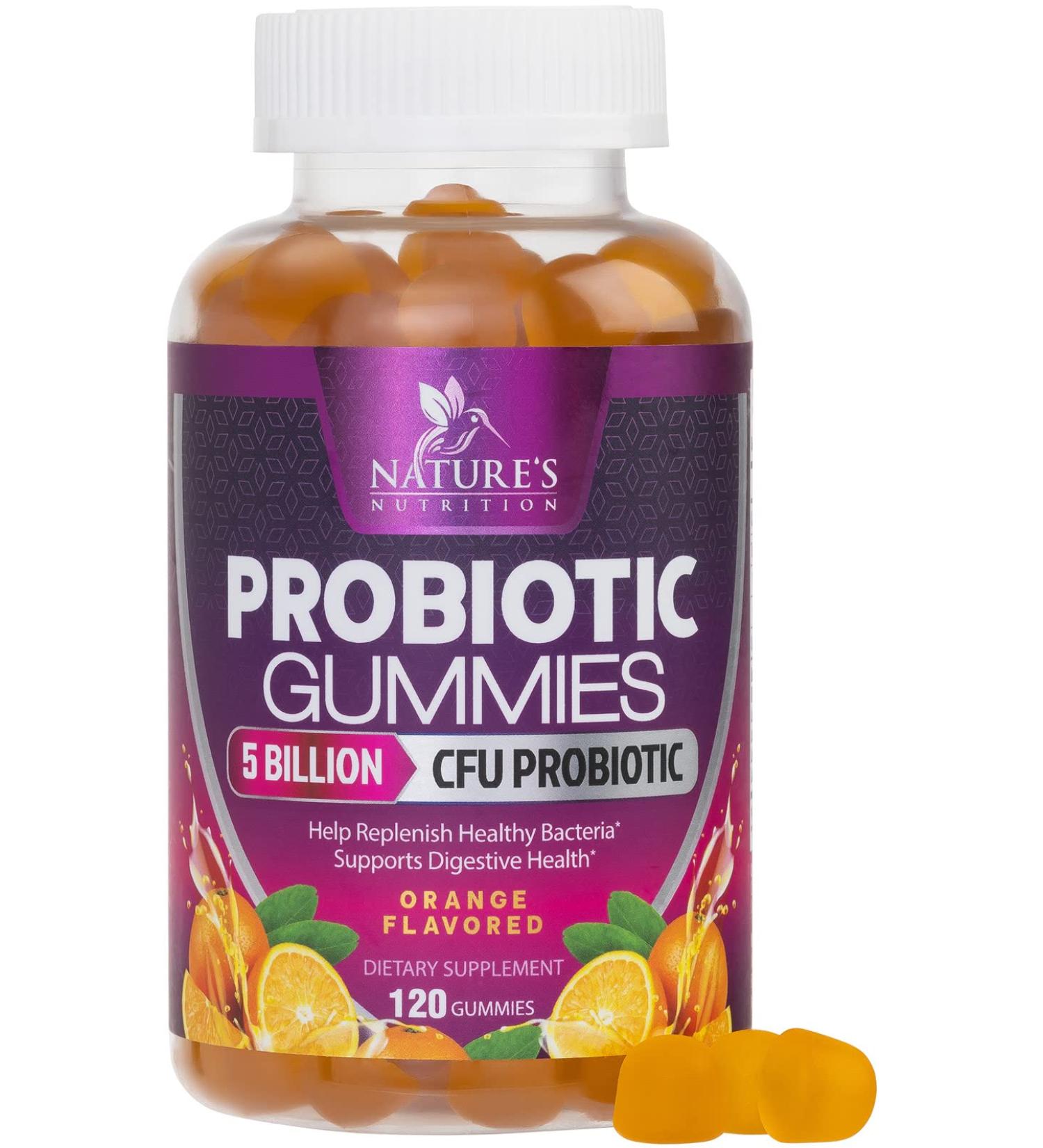 Extra Strength Daily Probiotic Gummies 5 Billion CFU for Men and Women - 120 Count Gluten Free Immune Support Supplement - Buy Online on GoSupps.com