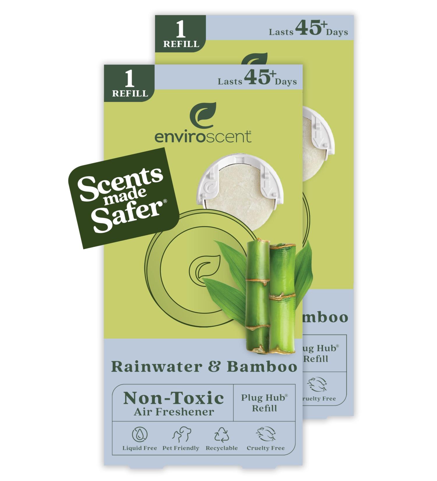 Enviroscent Non-Toxic Air Freshener Refills - Rainwater & Bamboo | Essential Oil Plug-In Refills | Long Lasting Home Fragrance - 90+ Days | 2 Liquid Pod Refills - Buy Online on GoSupps.com