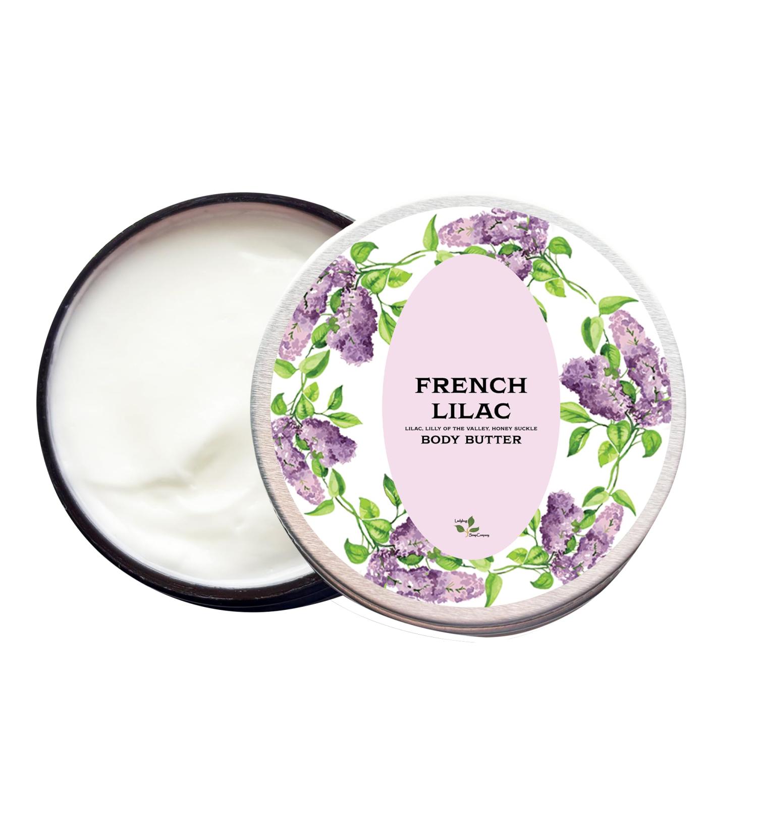 French Lilac Shea Body Butter 2 oz | Silky Mist-Like Cream with 4D Hyaluronic Acid | Absorbs Instantly Non-Greasy Hydration with Shea Butter Coconut Oil Vitamin B5 & Vitamin E
