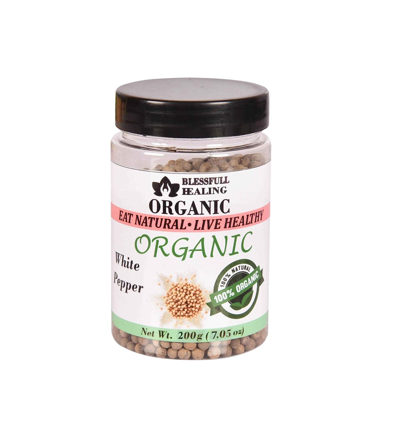 Blessfull Healing Organic White Pepper 200 Gram Airtight Container (Packing May Vary) 200 Gram 7.05 oz - Buy Online on GoSupps.com