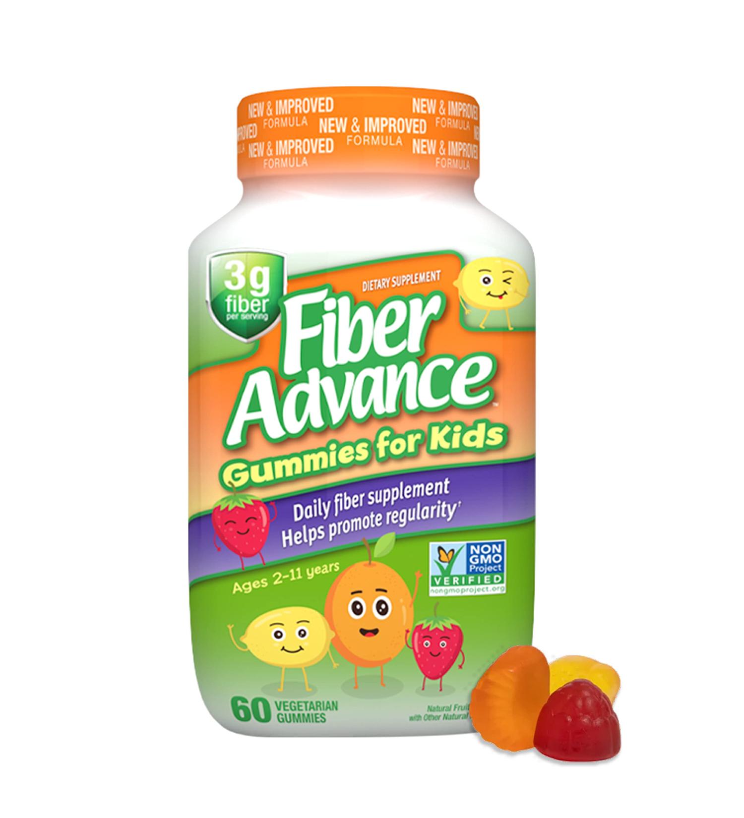 Kids Fiber Advance Gummies | Plant Based Digestive Health Supplements | Prebiotic Fiber & Vitamins | Gluten Free & Non-GMO | 60 Count - Buy Online on GoSupps.com