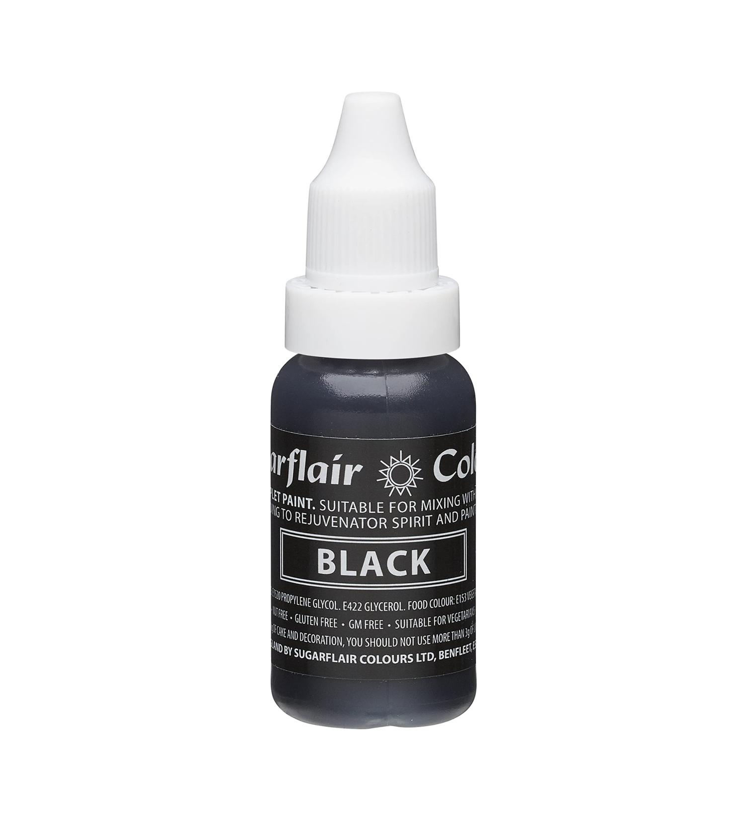 Sugarflair Black Liquid Food Colouring Droplet For Colouring Royal Icing Sugarpaste Buttercream Sugarpaste Also For Painting & Can Be Used With An Airbrush - 14ml