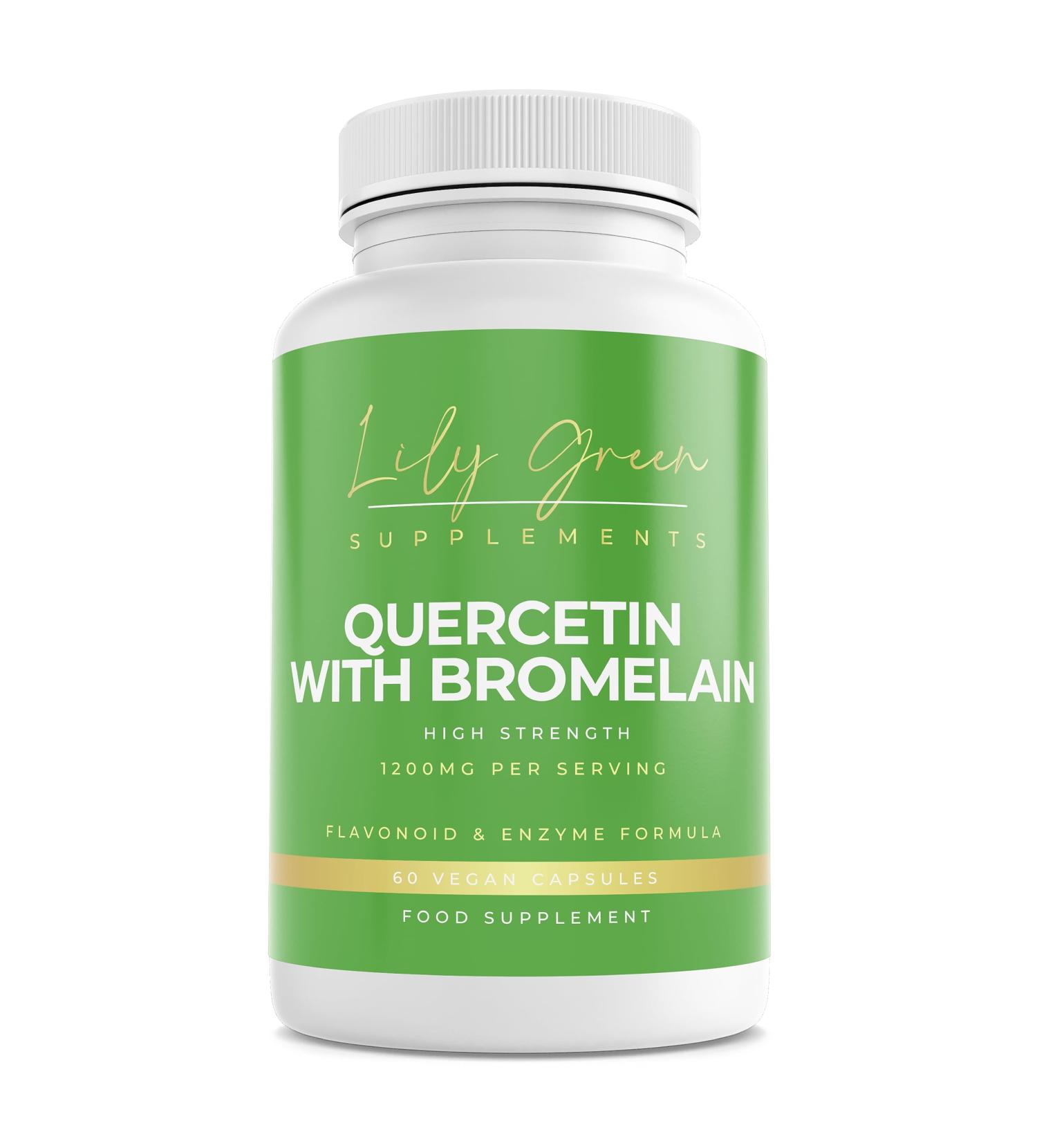 Lily Green Quercetin with Bromelain 1200mg | 60 Vegan Capsules | High Strength Antioxidant & Anti-Inflammatory | Made in UK - Buy Online on GoSupps.com