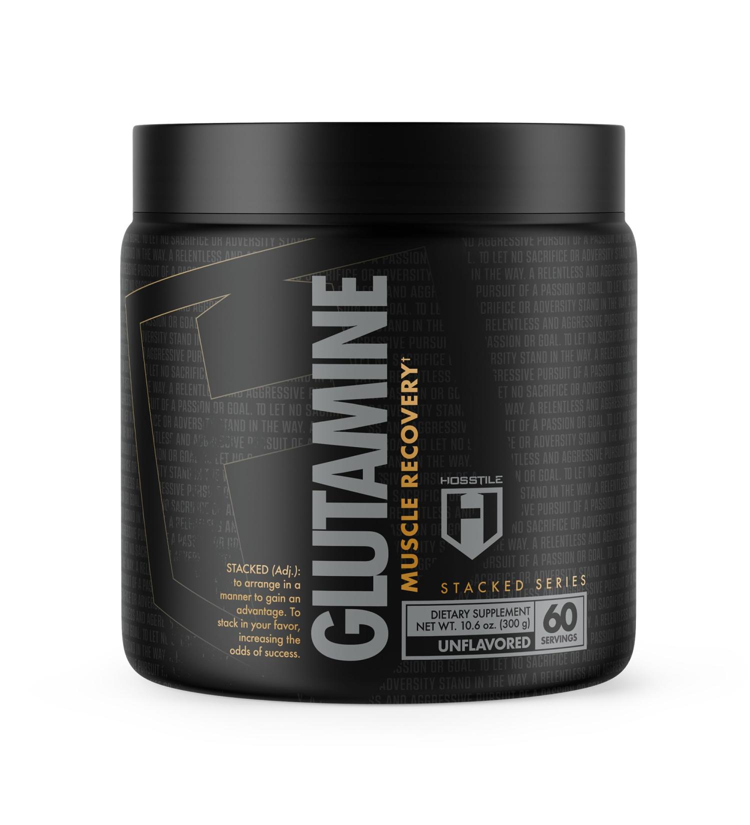 HOSSTILE Glutamine Fermented L Glutamine Powder for Men & Women Enhance Muscle Recovery Support Protein Synthesis Post Workout Recovery Drink Unflavored 60 Servings - Buy Online on GoSupps.com