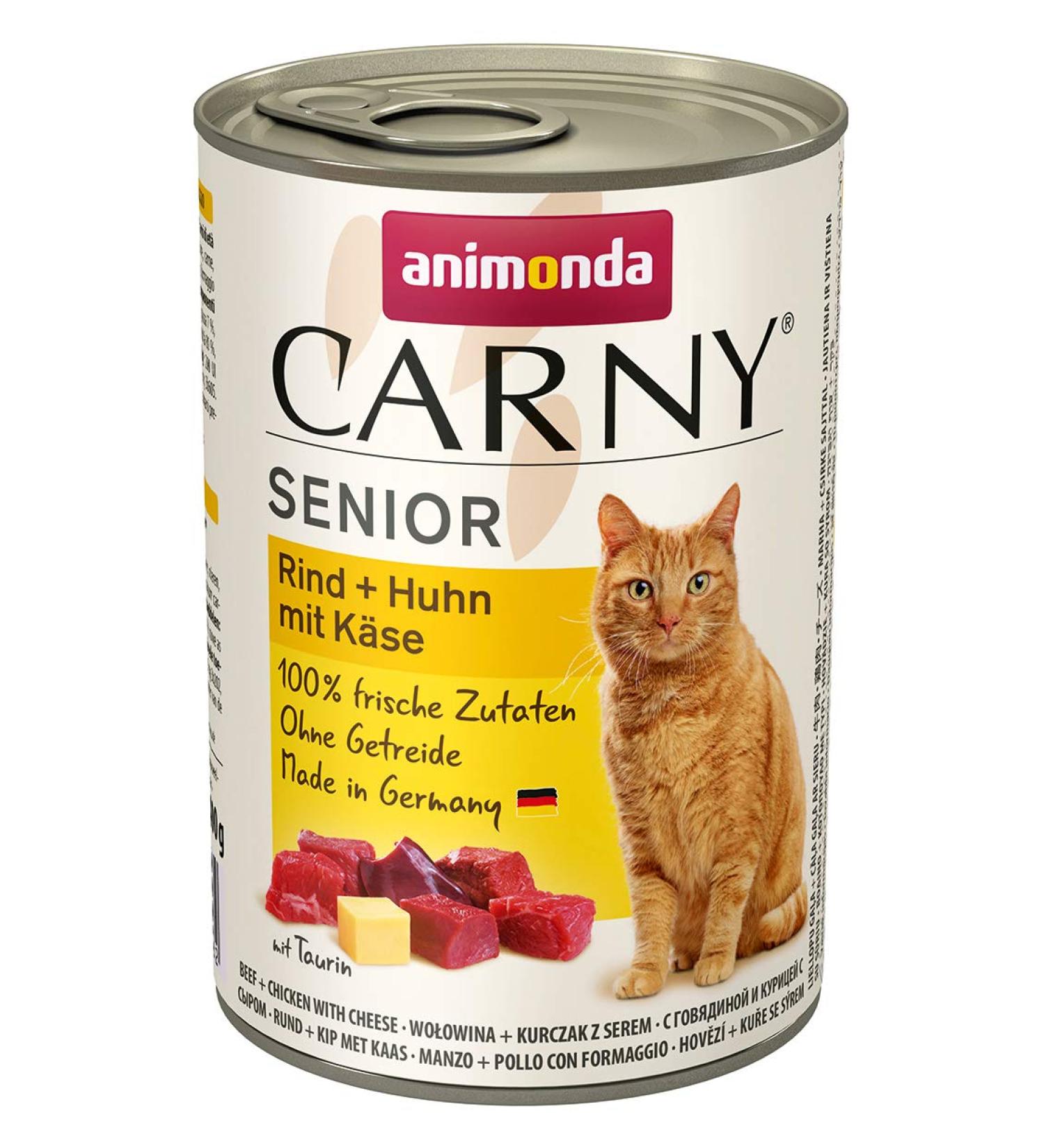 Animonda Carny Senior Cat Food - Wet Beef & Chicken with Cheese for Cats 7+ 6x400g - Premium International Shipping - Buy Online on GoSupps.com