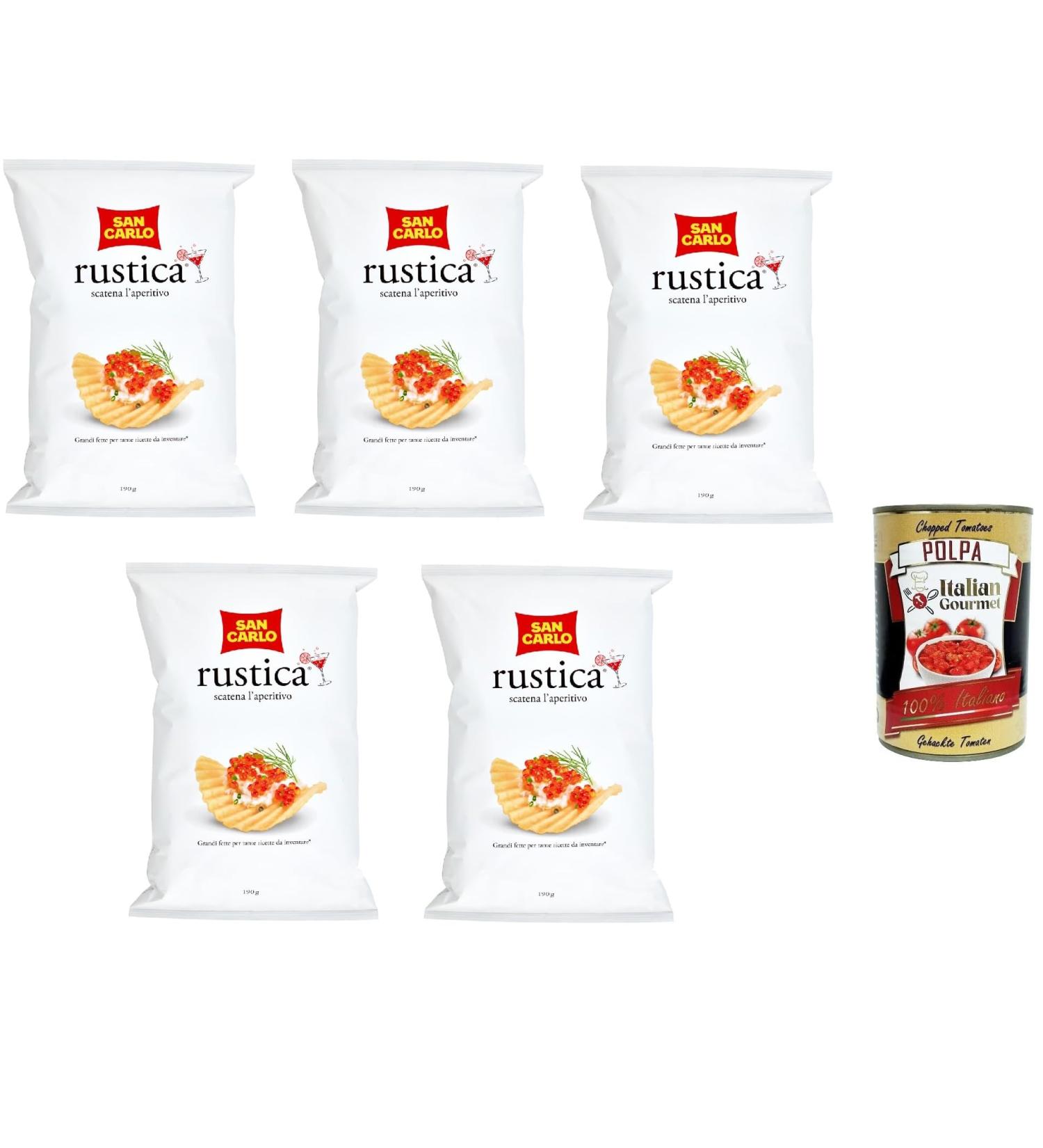  Italian Gourmet E.R. San Carlo Rustica Salted Patatine Chips 190g + Polpa Italian Gourmet 400g (Pack of 5) - Buy Online on GoSupps.com