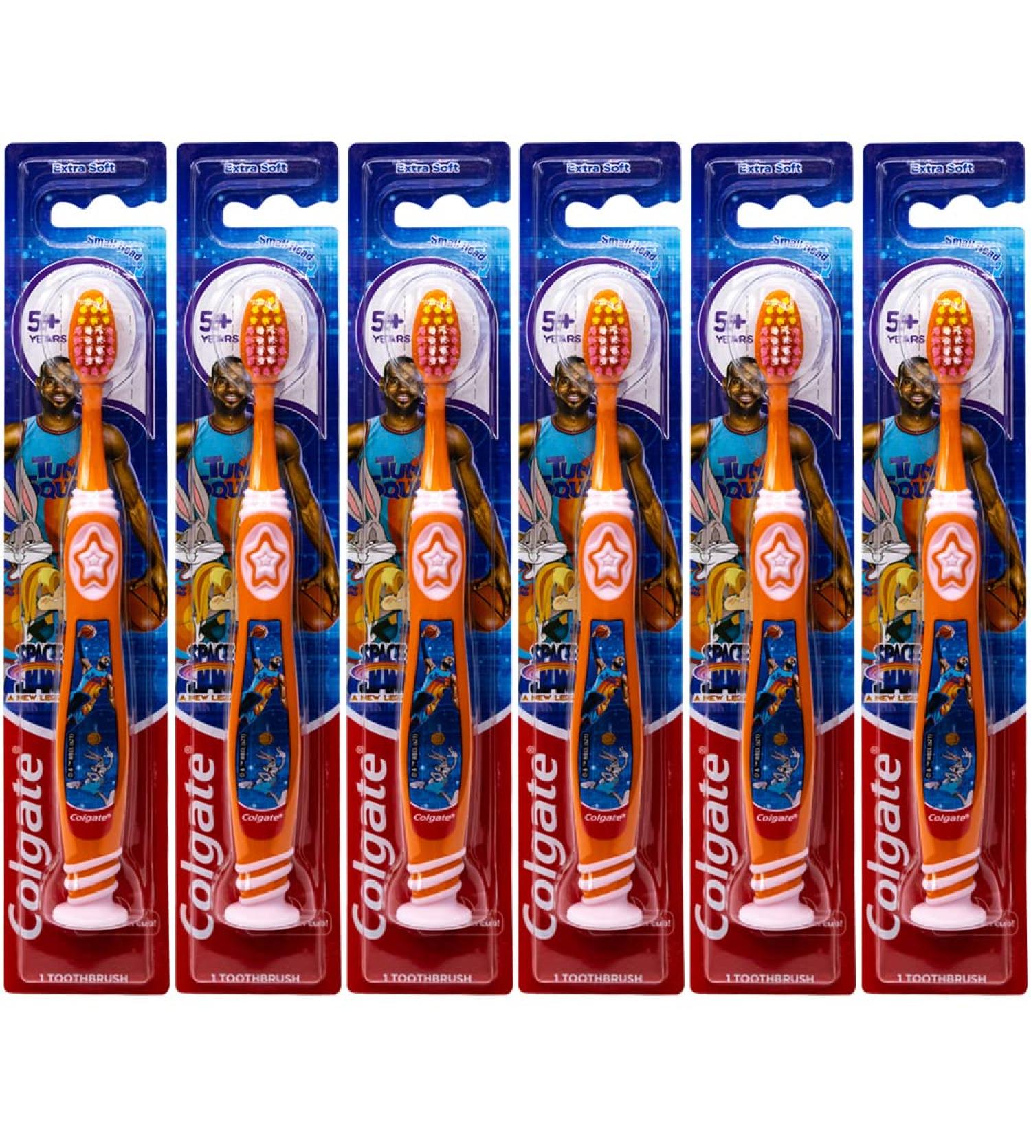 Colgate Space Jam Kids Toothbrush 5+ Years Extra Soft - Pack of 6 | With Suction Cup | Colors Vary - Buy Online on GoSupps.com