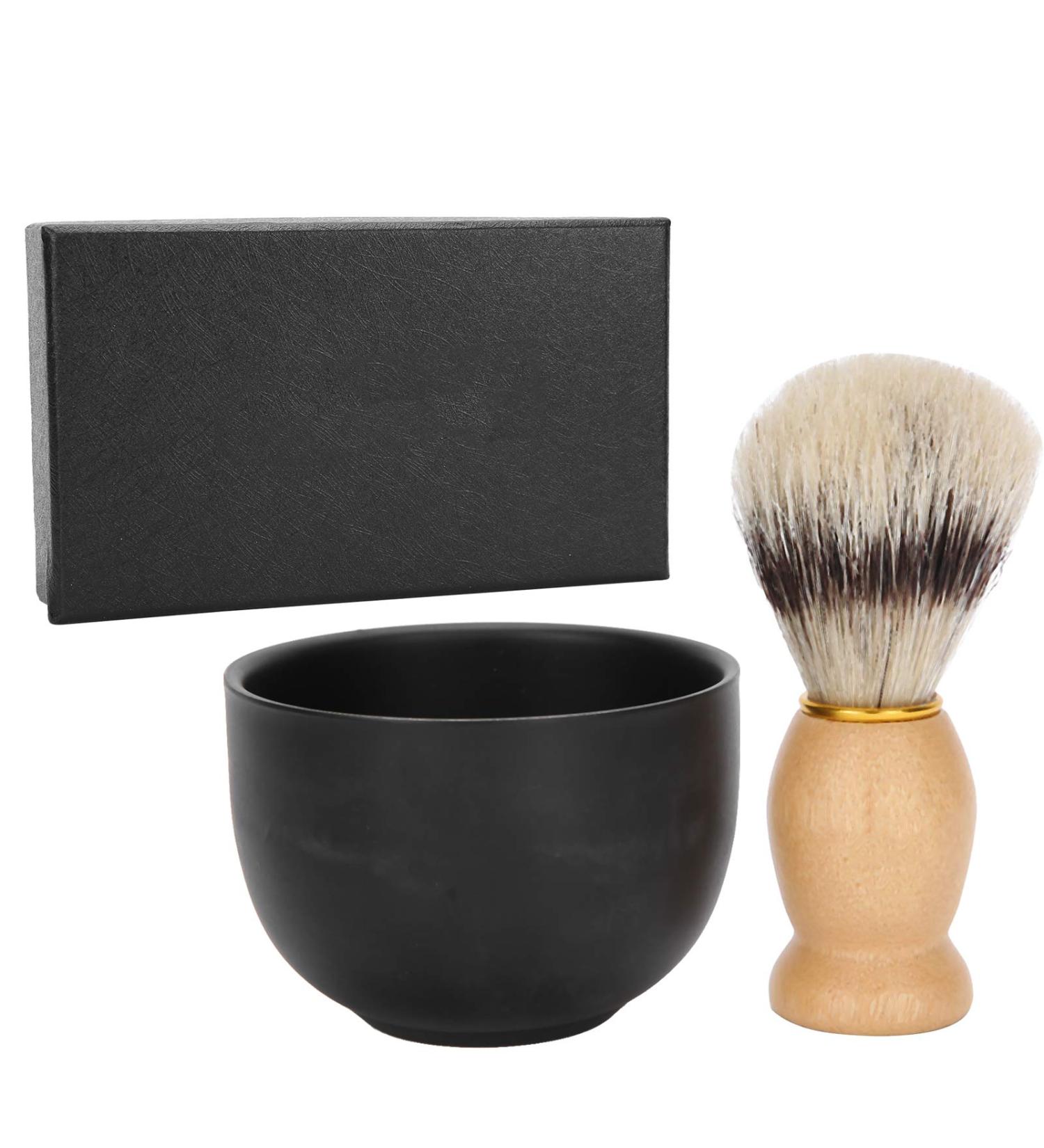 Shaving Soap Bowl & Brush Set for Men - 2PCS Face Grooming Kit | Compact & Beautiful Design for Easy Home Travel - Buy Online on GoSupps.com