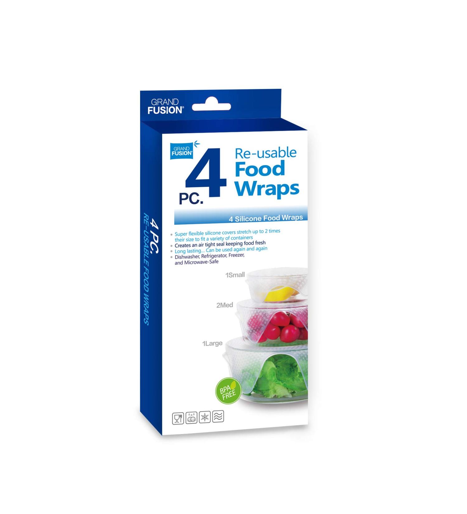 Grand Fusion Silicone Food Wrap 4 pk Reusable & Stretchable - Buy Online on GoSupps.com