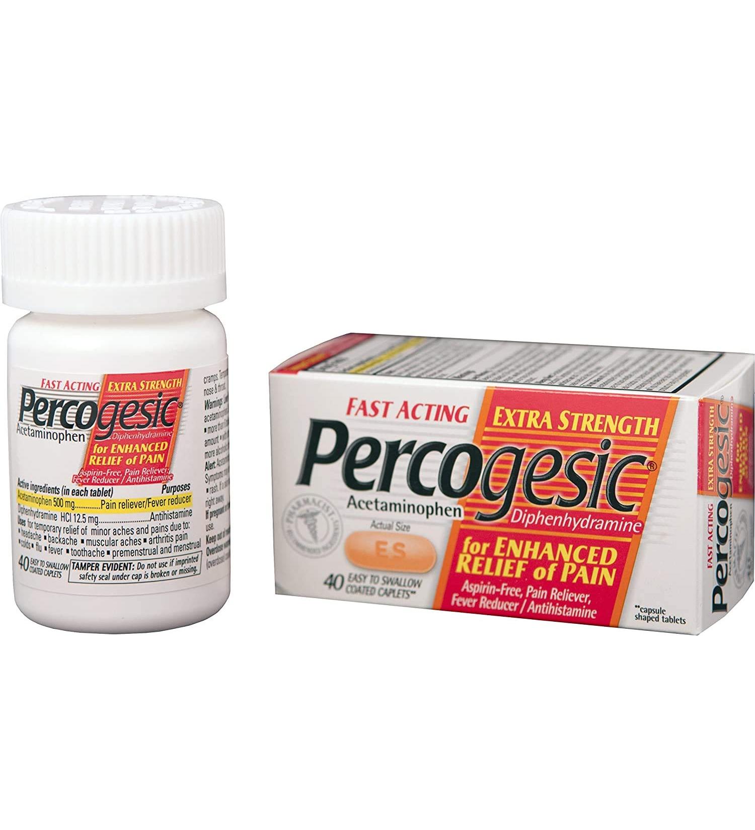 Percogesic Caps X-Strength 40 - Fast-Acting Pain Relief Formula - Buy Online on GoSupps.com