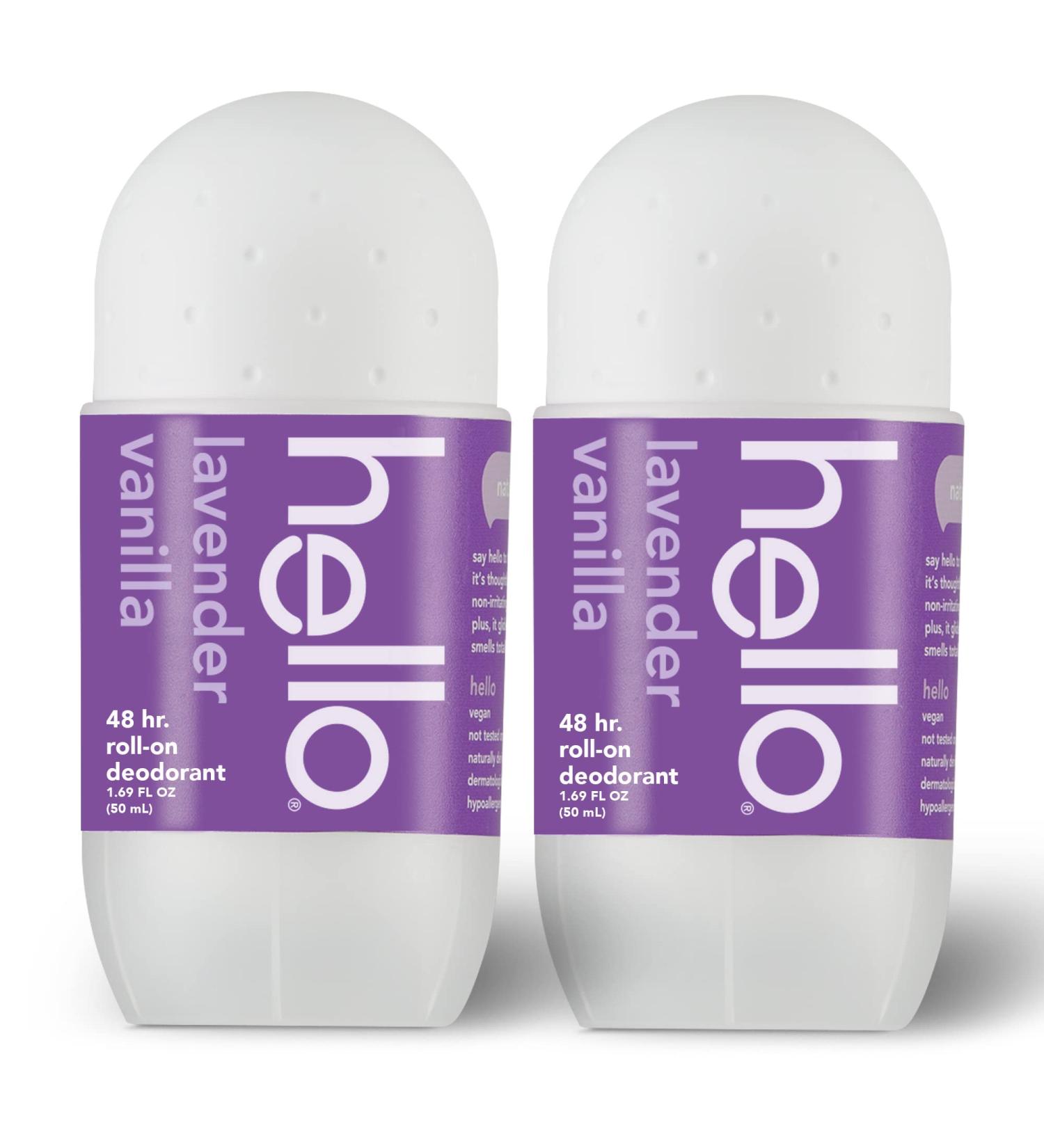 hello Lavender Vanilla Roll On Deodorant Aluminum Free Deodorant for Women + Men 48 Hour Non Sticky Formula Dries Quick and Leaves No White Residue Travel Deodorant 2 Pack 1.69 oz Tubes Lavender Vanilla 1.69 Fl Oz (Pack of 2) - Buy Online on GoSupps.com