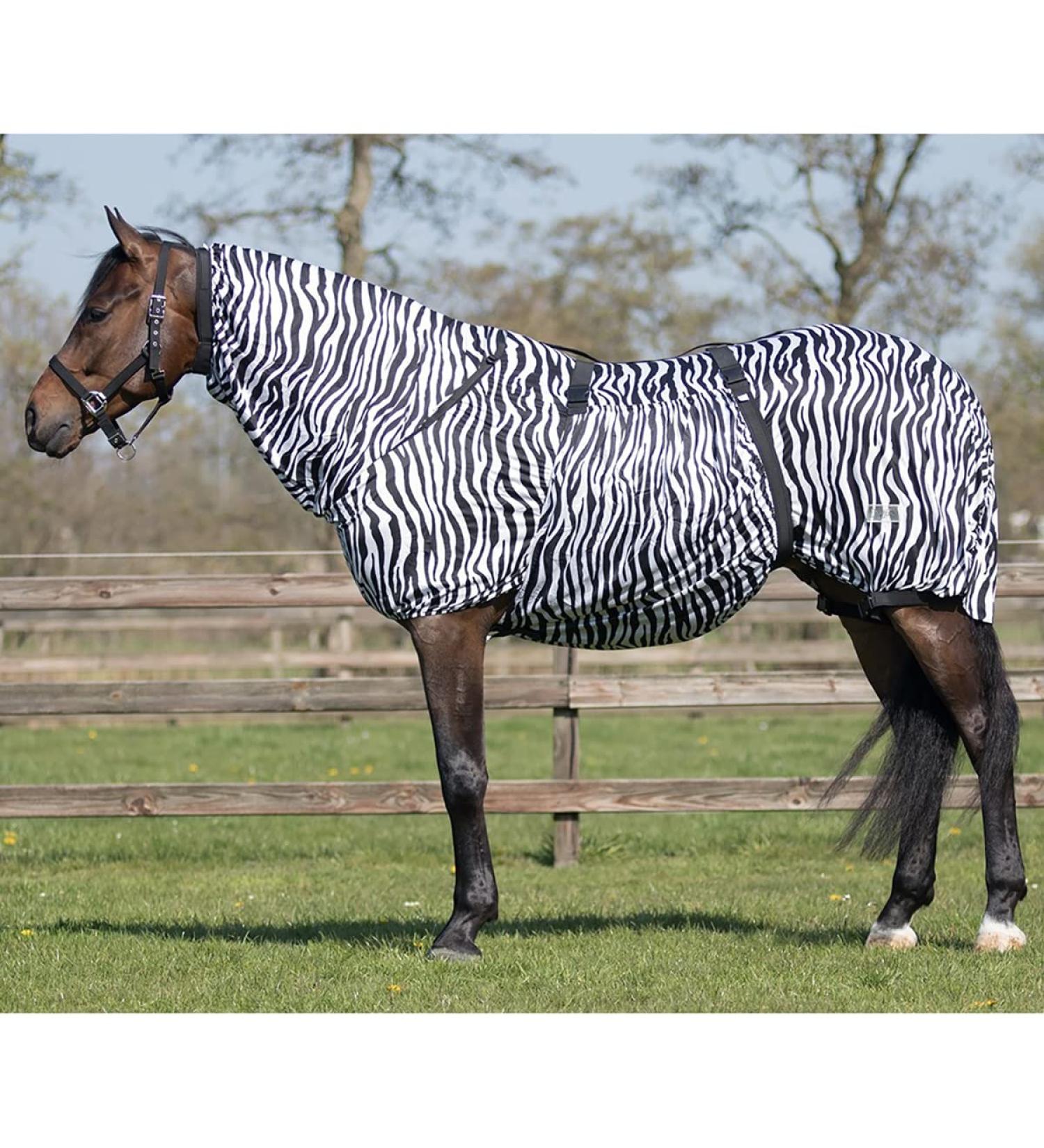 QHP eczema blanket with neck and removable belly flap (90 cm Zebra) 90 cm Zebra