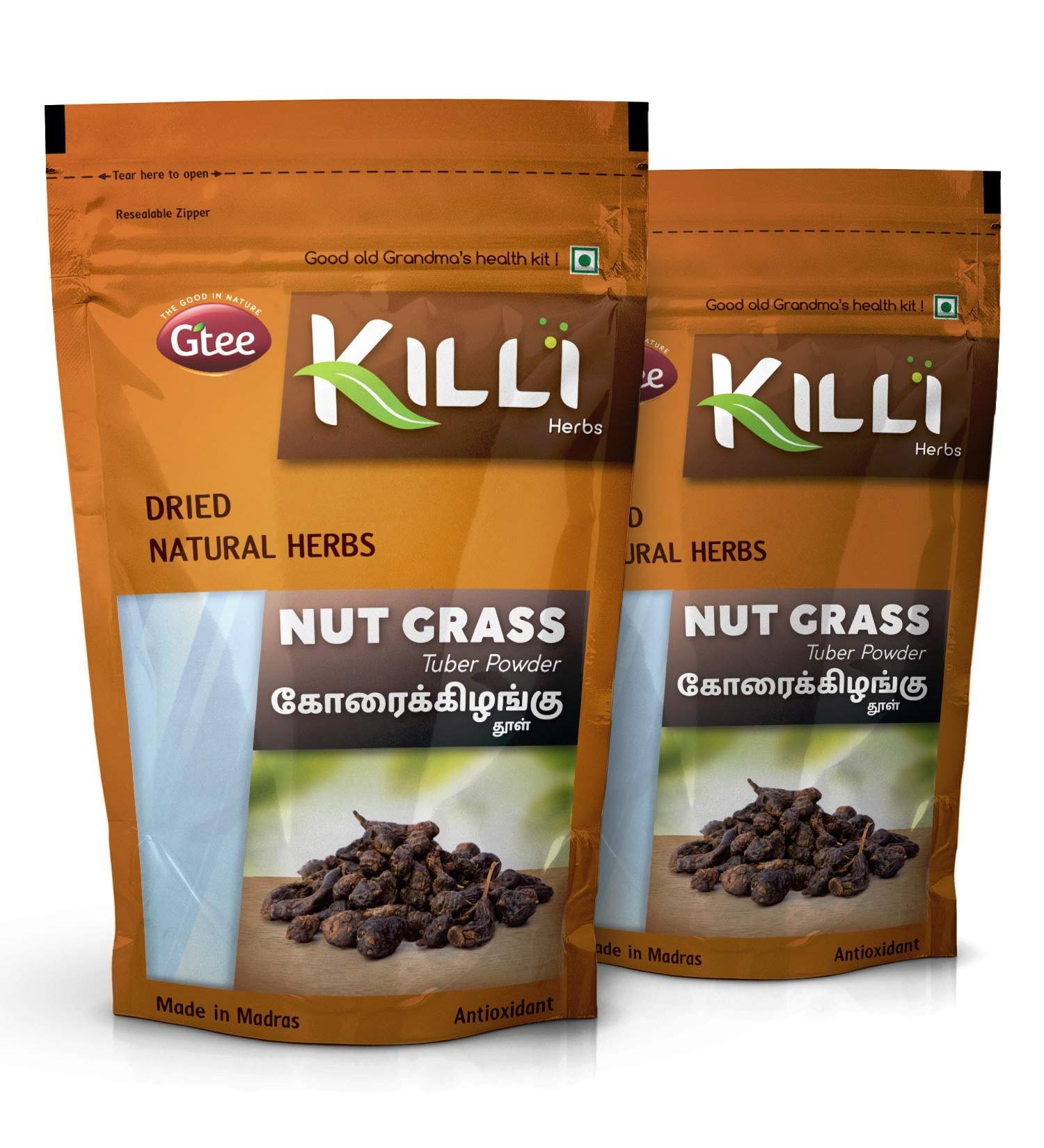 KILLI Nut Grass | Cyperus rotundus | Korai Kizhangu Tuber Powder 100g (Pack of 2) - Buy Online on GoSupps.com