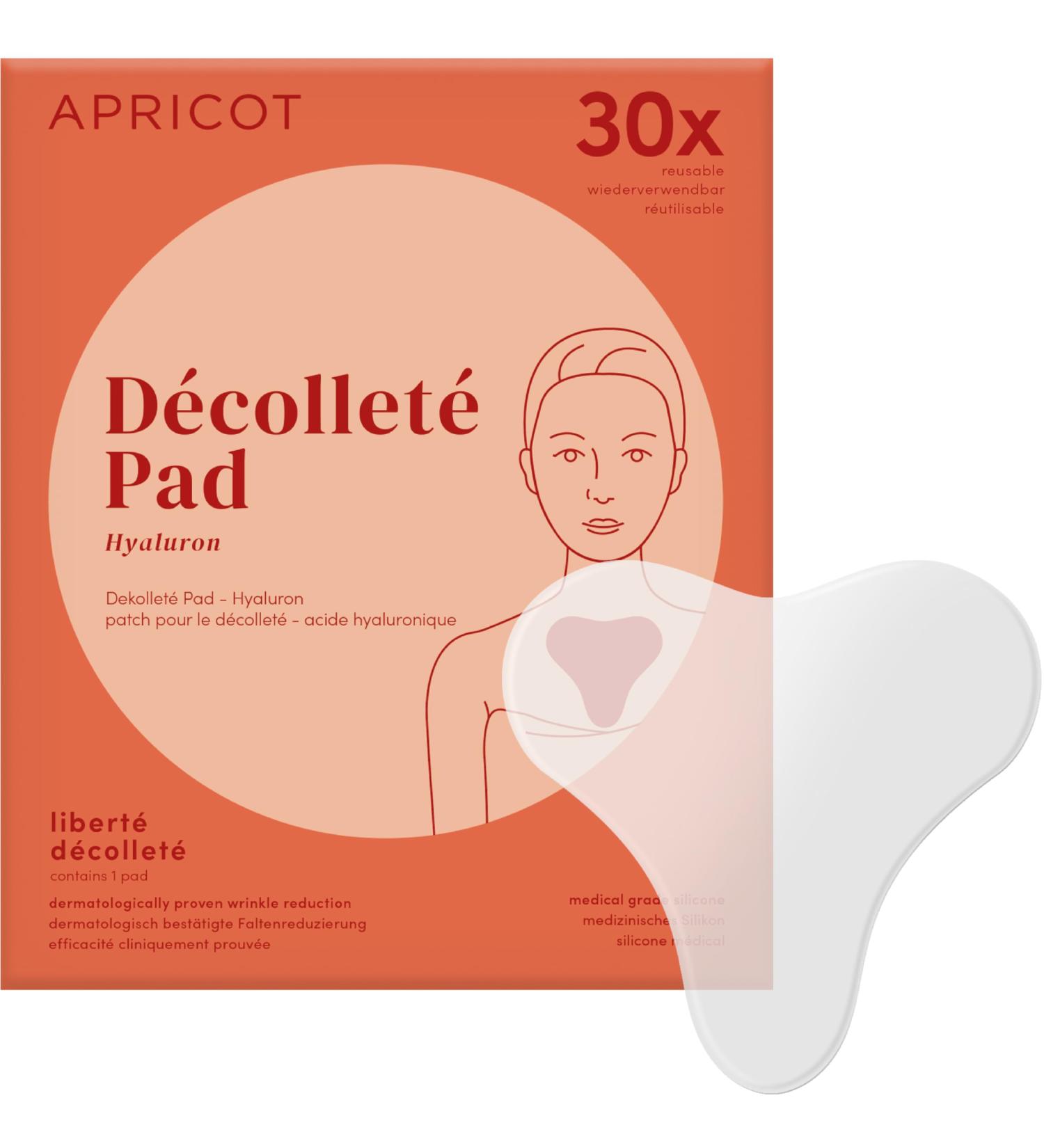 APRICOT Silicone Chest Wrinkle Pad with Hyaluronic Acid I 30x Reusable I Silicone Pad to Tighten Skin on D collet Area I Anti-Wrinkle Patch "libert d collet " Made in Germany Hyaluronic Acid 1 Count (Pack of 1) - Buy Online on GoSupps.com