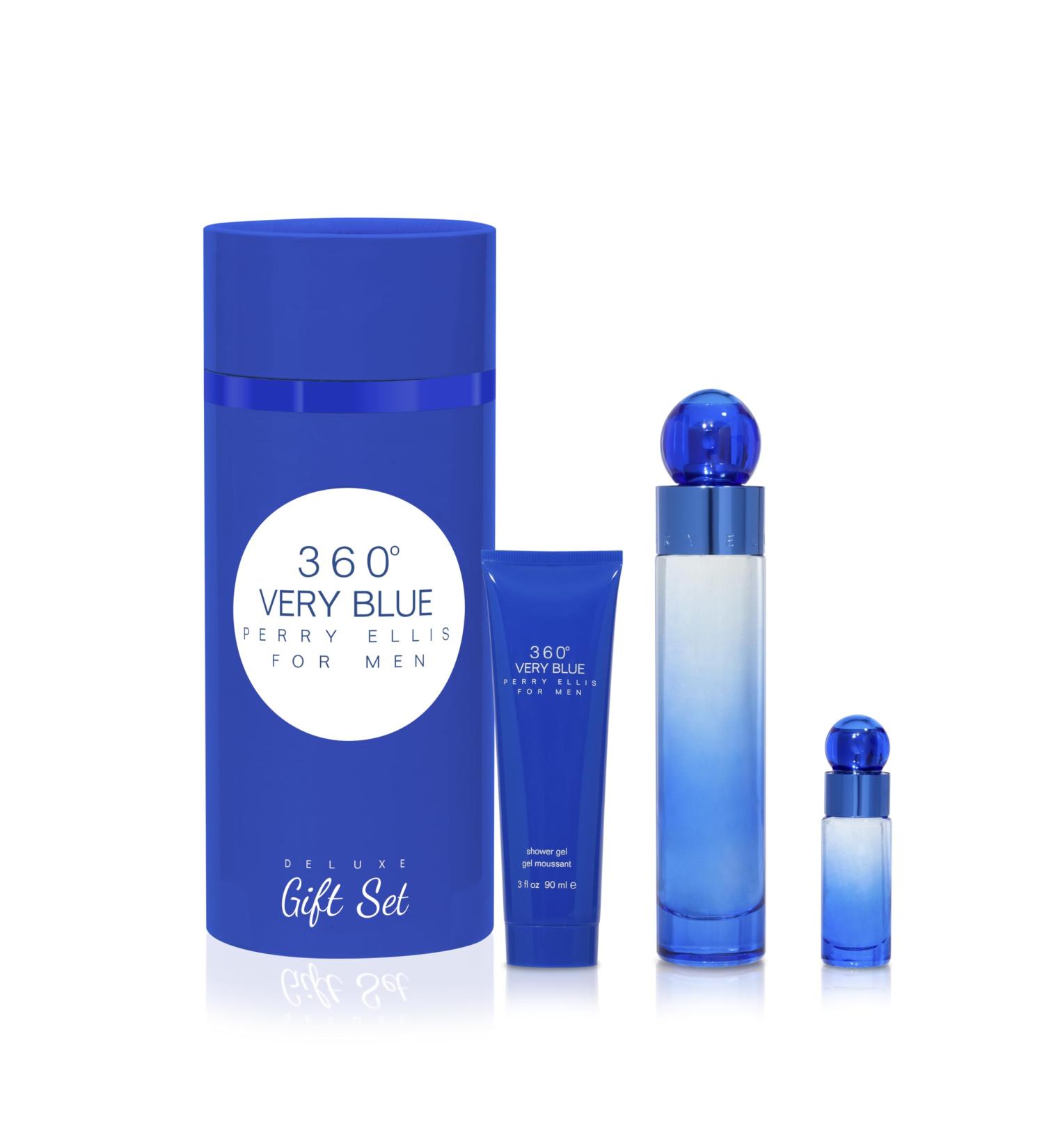 Perry Ellis 360 Very Blue for Men - 3 Pc Gift Set 3.4oz EDT Spray 0.25oz EDT Spray 3oz Shower Gel 6.65 Fl Oz (Pack of 1) - Buy Online on GoSupps.com