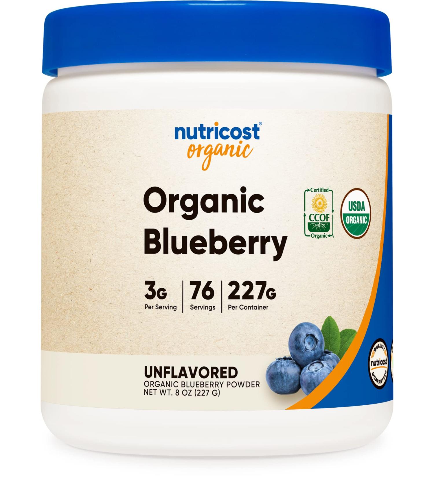 Nutricost Organic Blueberry Powder 8oz - Gluten Free, Non-GMO, Freeze-Dried 227g - Buy Online on GoSupps.com