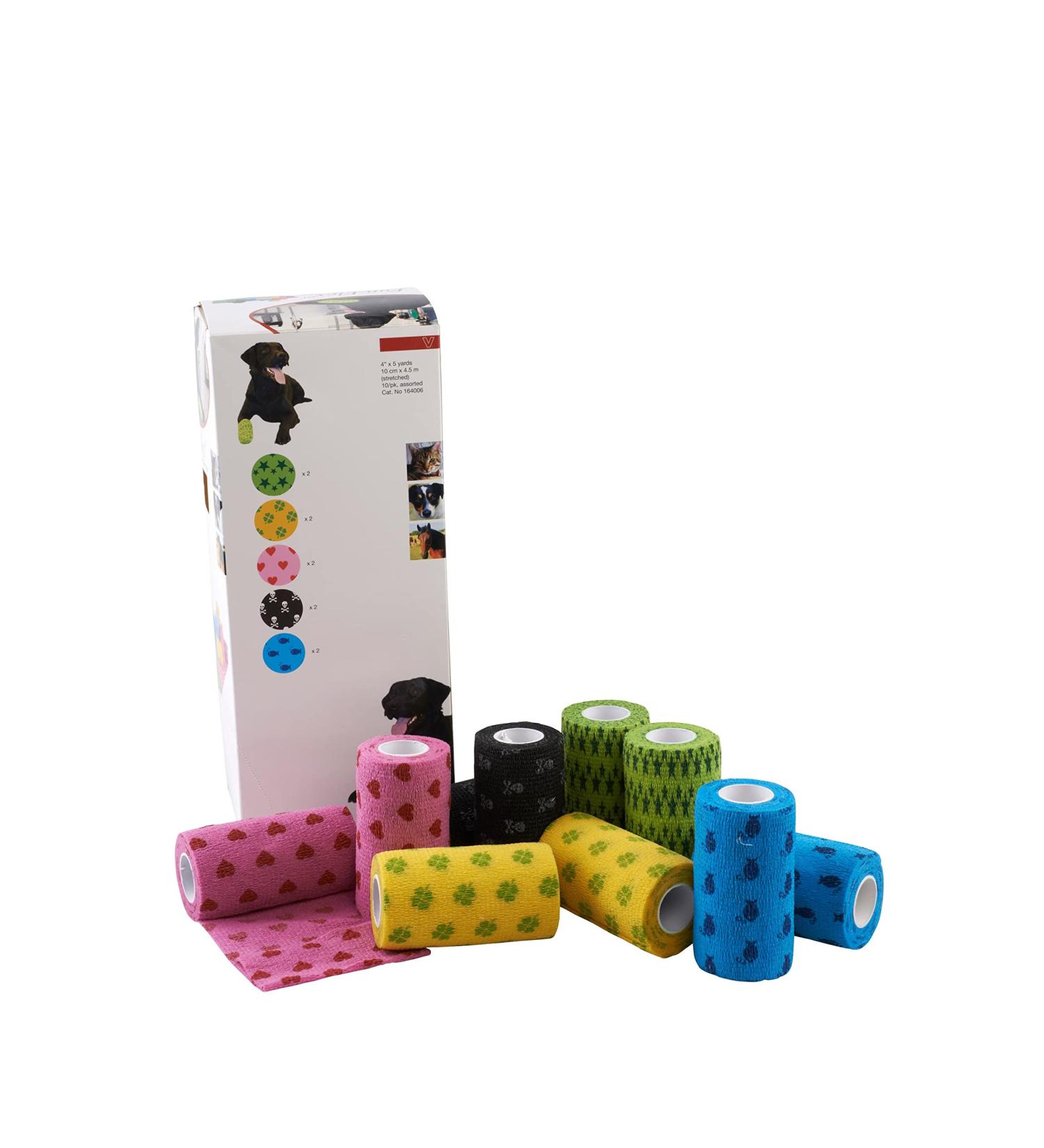 Buy Kruuse Fun-Flex Self-Adhering Elastic Pet Bandage - 10cm x 4.5m 10 Pieces | Durable Breathable & High Strength - Buy Online on GoSupps.com