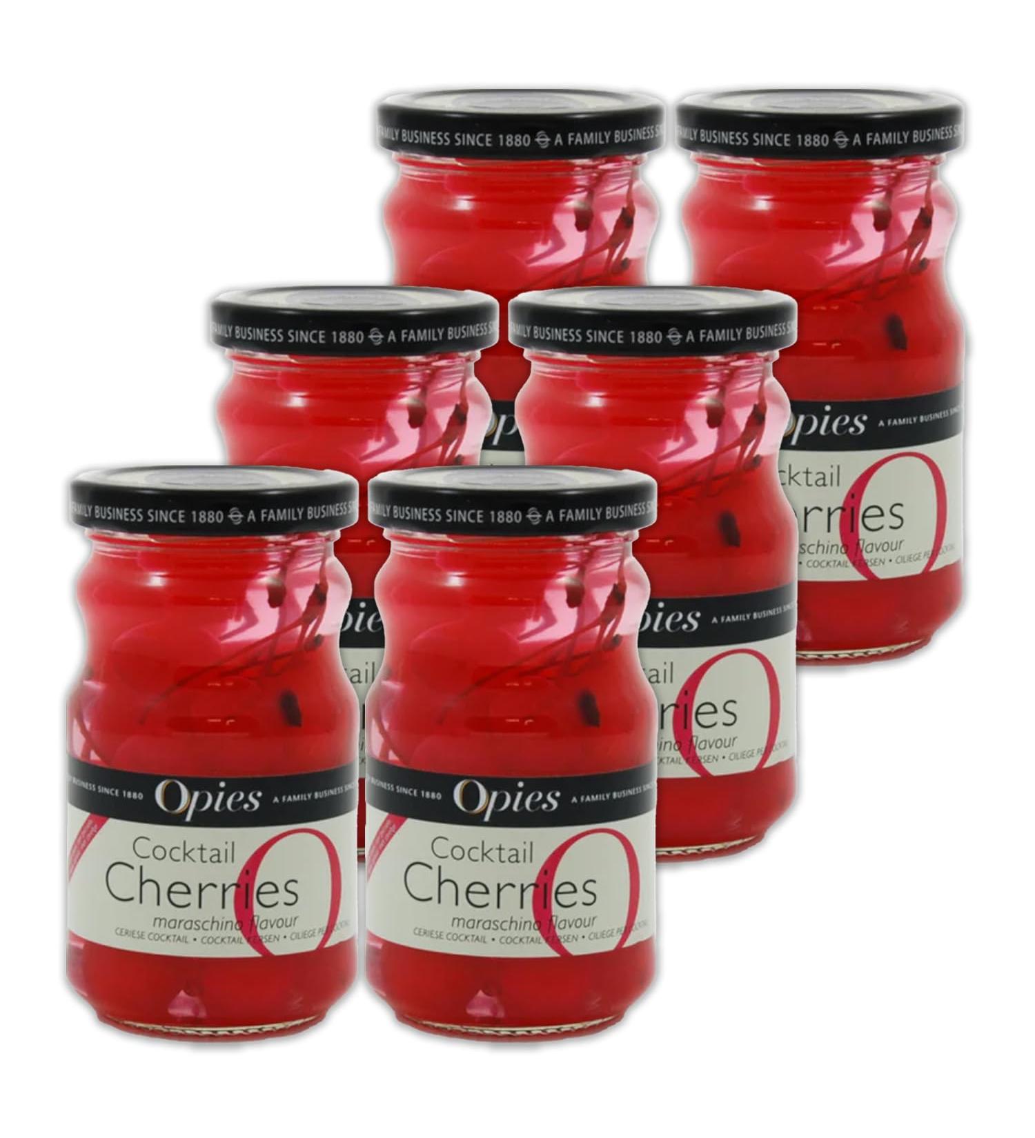 Opies | Red Maraschino Cocktail Cherries With Stem | 6x225g - Buy Online on GoSupps.com
