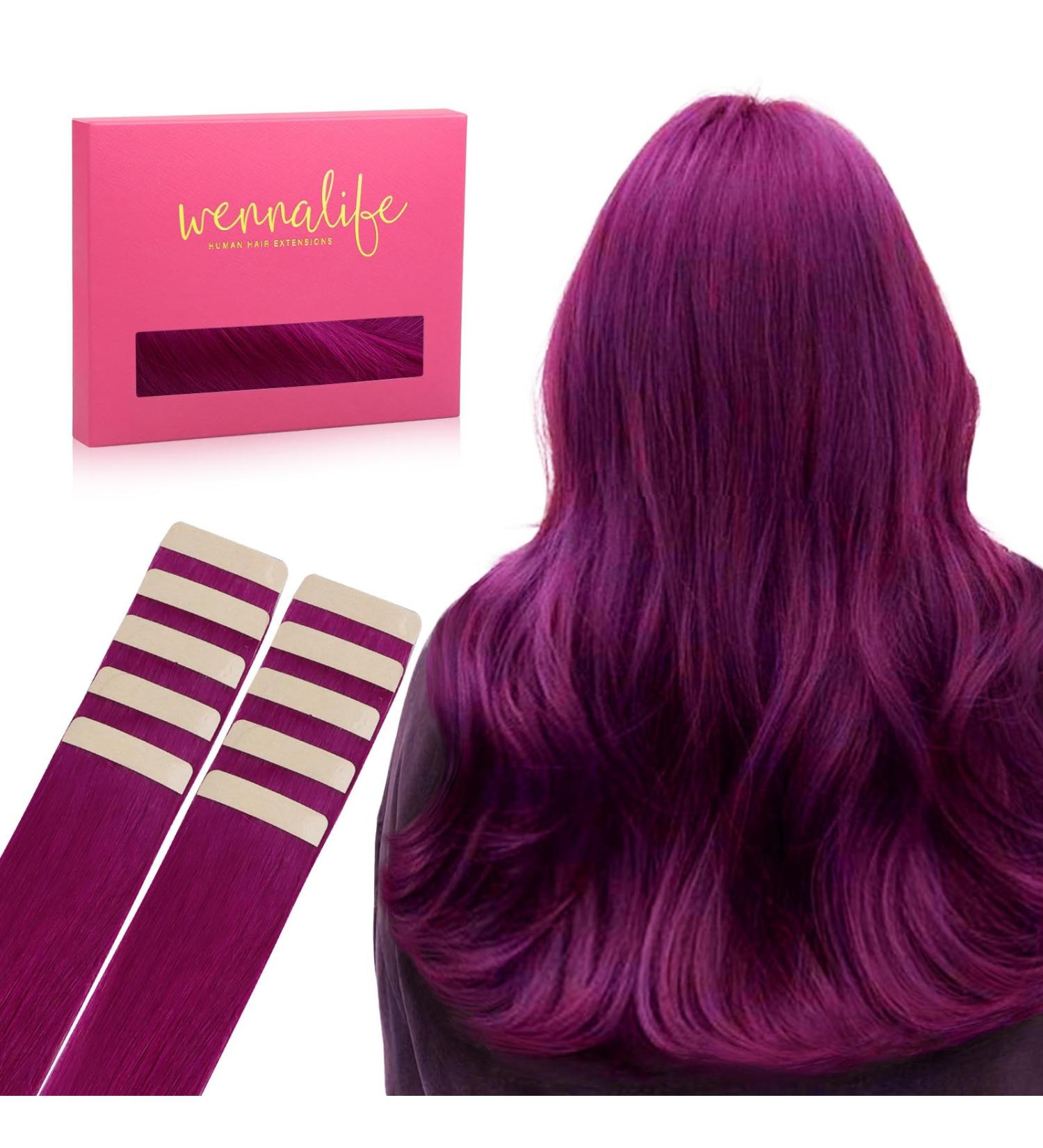 Buy If-Alife Violet Tape Extensions - 10pcs Real Hair 25g 35cm - Invisible & Smooth Hair Extensions for Girls - Buy Online on GoSupps.com